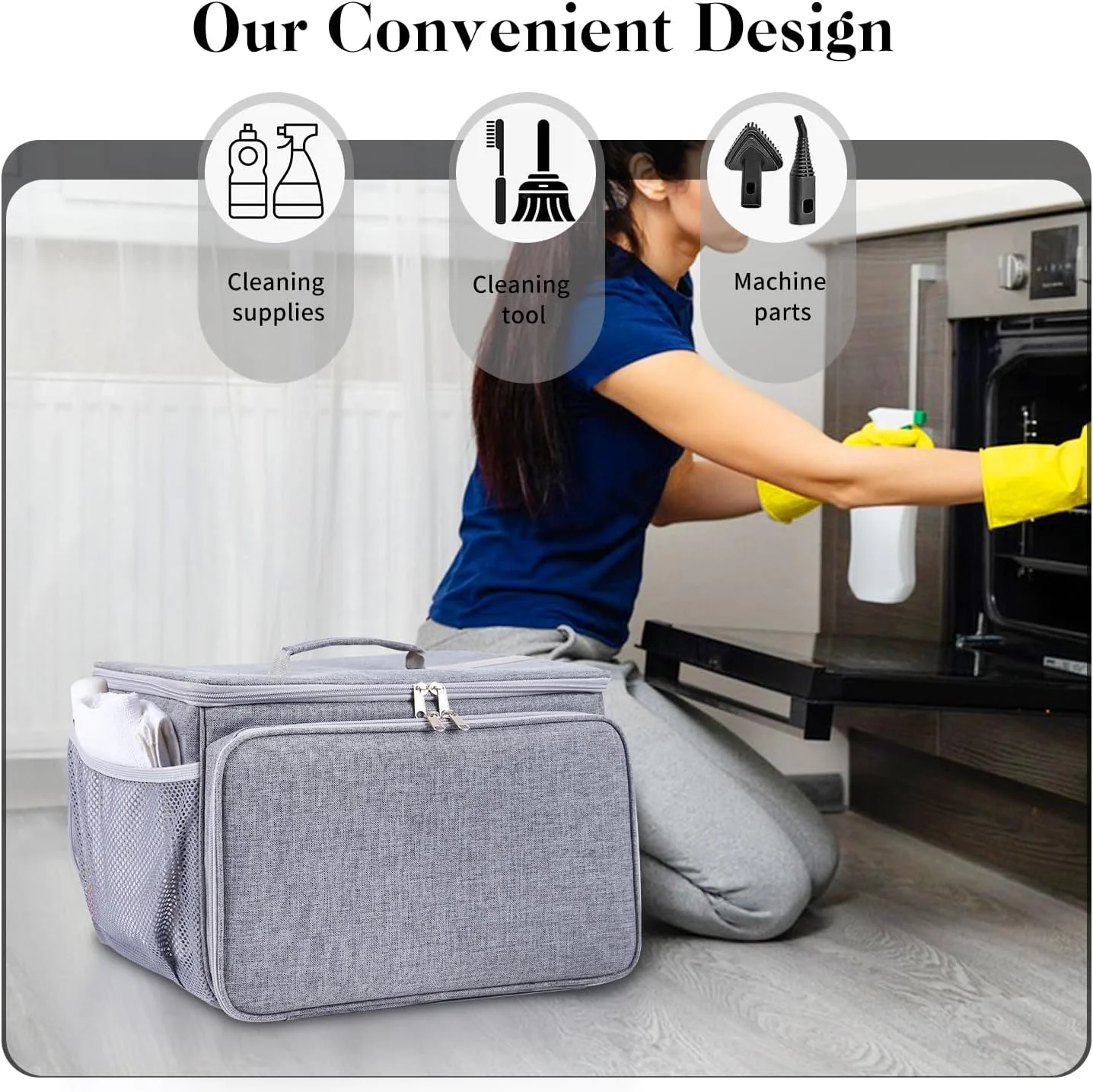 کیف حمل سازگار با بخارشوی Neat Dupray برای کف، سازمان دهنده بخارشوی Neat Dupray، روکش محافظ بخارشوی، محفظه های قابل تنظیم، کیف نگهداری بخارشوی (فقط کیف!)