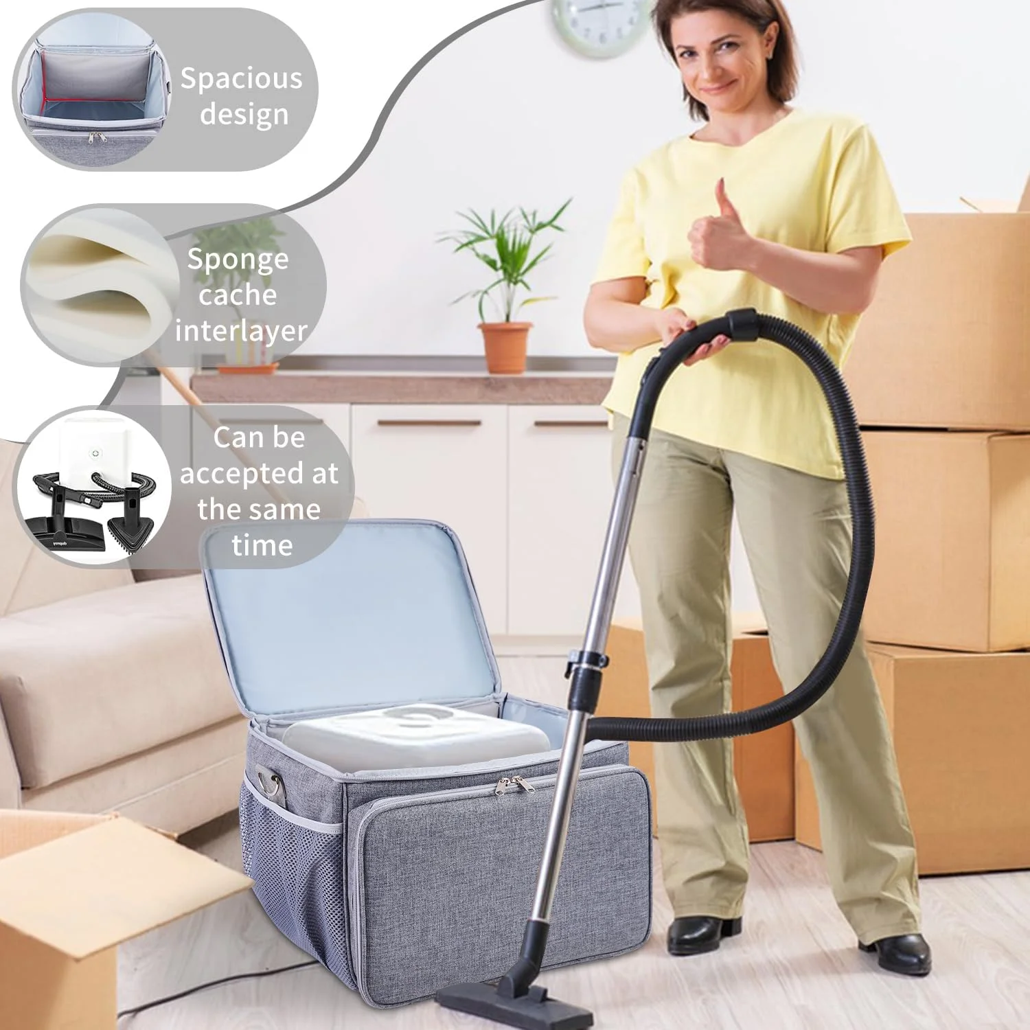 کیف حمل سازگار با بخارشوی Neat Dupray برای کف، سازمان دهنده بخارشوی Neat Dupray، روکش محافظ بخارشوی، محفظه های قابل تنظیم، کیف نگهداری بخارشوی (فقط کیف!)