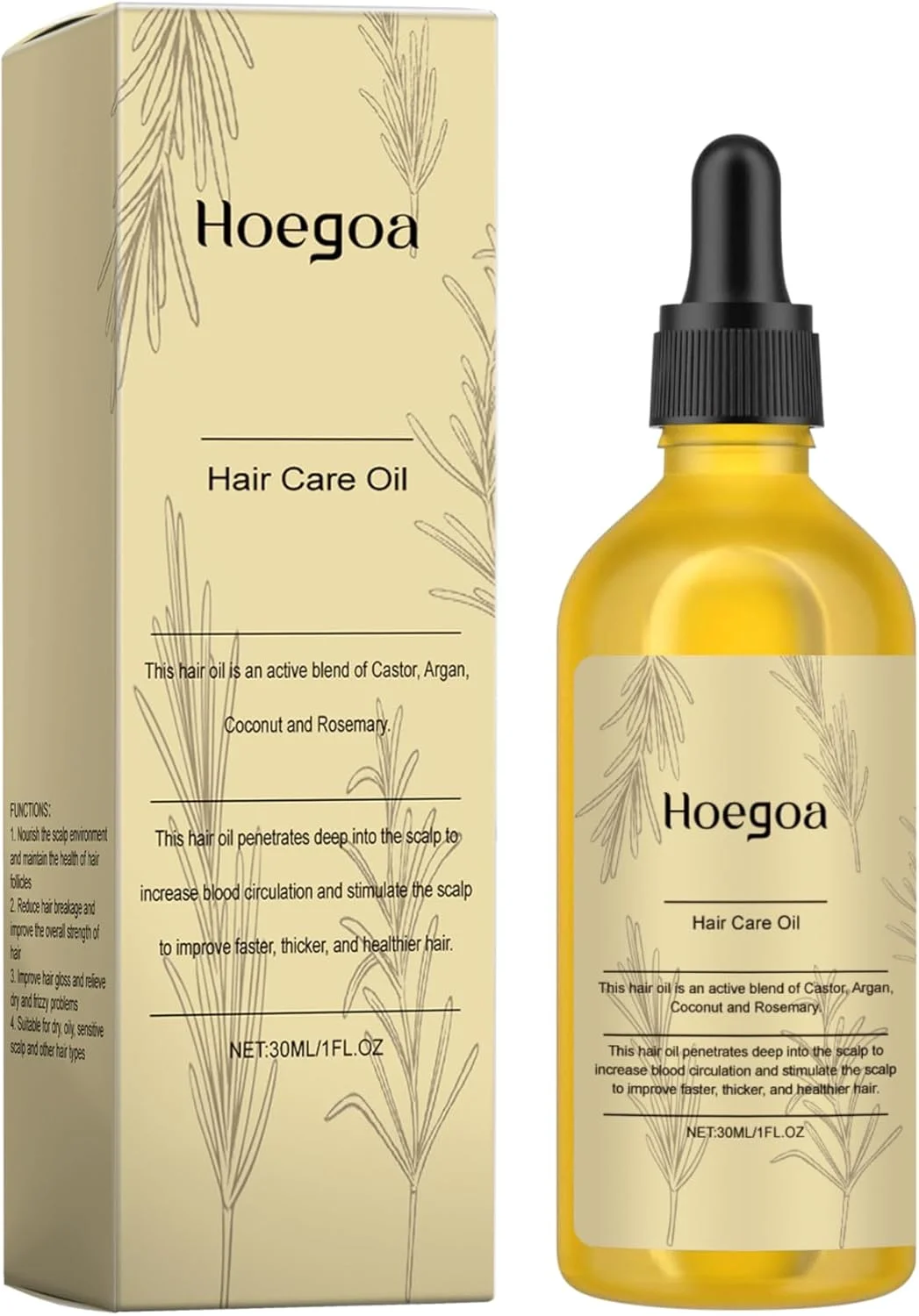 روغن تقویت کننده طبیعی مو – 1 ست – فرمول رزماری ارگانیک برای موهای خشک و آسیب دیده، ترمیم و تقویت عمقی، رشد سریع مو، ضخیم کننده تارهای مو، تسکین دهنده پوست سر، روغن موی سازگار با گیاهخواران