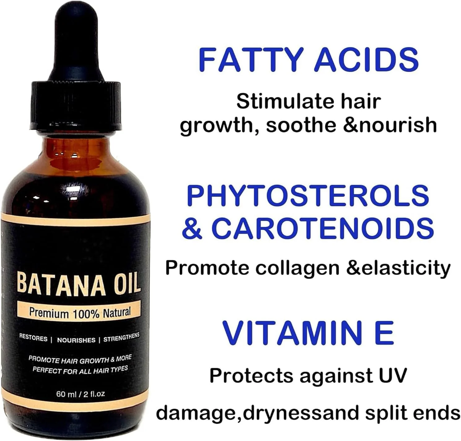 روغن باتانا برای رشد مو، روغن باتانای خالص و طبیعی از هندوراس، افزایش درخشندگی و تغذیه پوست و مو، روغن باتانای ارگانیک خام، ترمیم موهای آسیب دیده، 60 میلی لیتر