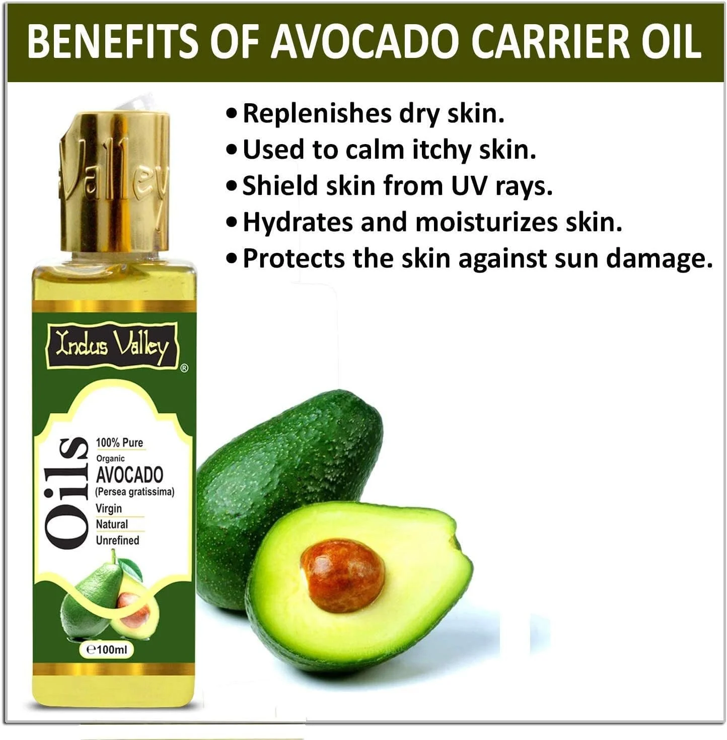 روغن آووکادو طبیعی دره ایندوس، مناسب برای پوست درخشان و درمان مو، 100 میلی لیتر