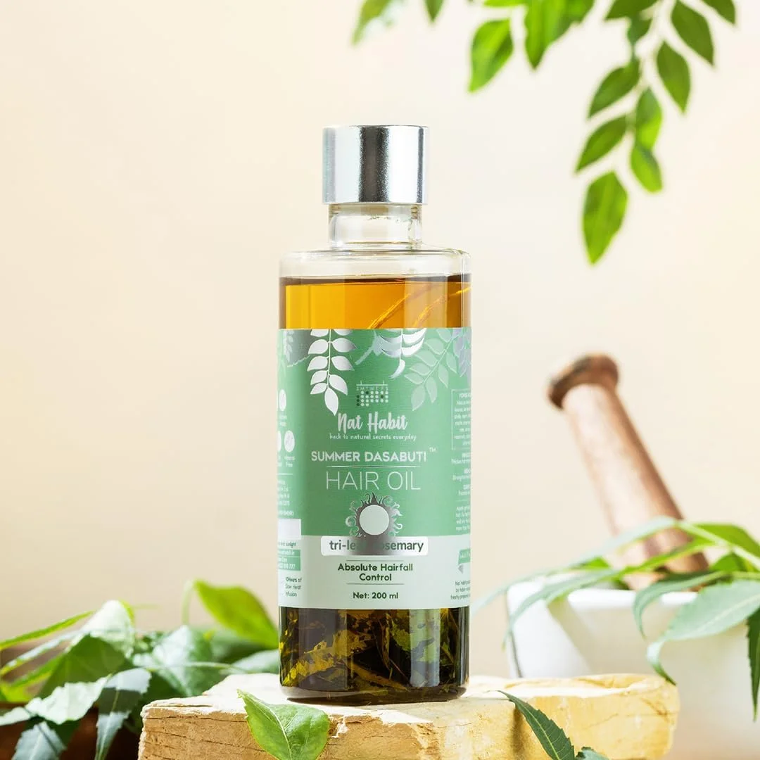 روغن مو رزماری سه برگ Nat Habit برای کاهش ریزش مو آقایان و بانوان، مناسب برای انواع مو، بدون پارافین، روغن معدنی، مواد نگهدارنده و مواد شیمیایی، 100 میلی لیتر