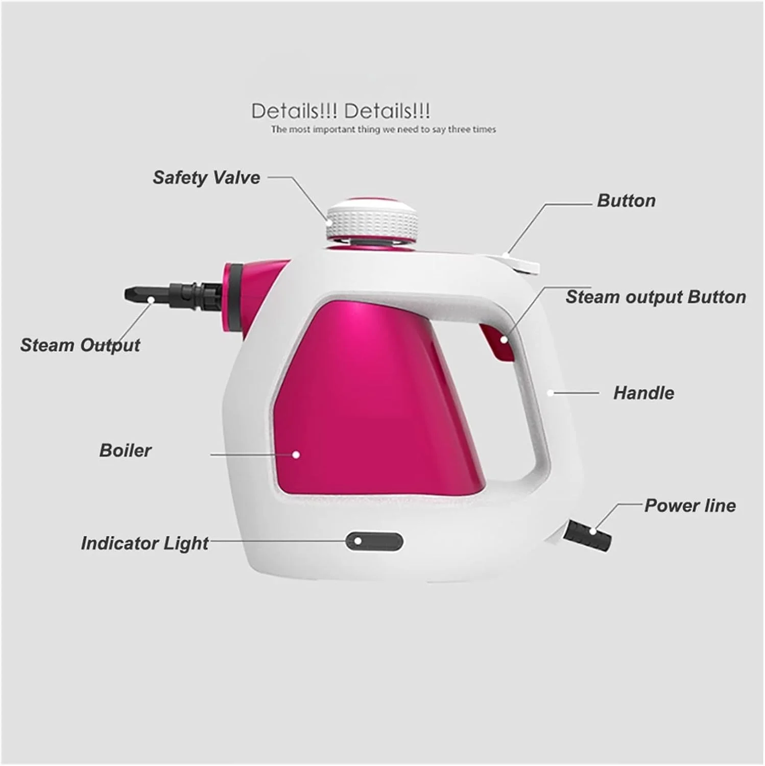 دستگاه بخارشوی چند منظوره 900 وات با فشار و دمای بالا، تجهیزات تمیز کننده بخار خشک، بخارشوی دستی با متعلقات