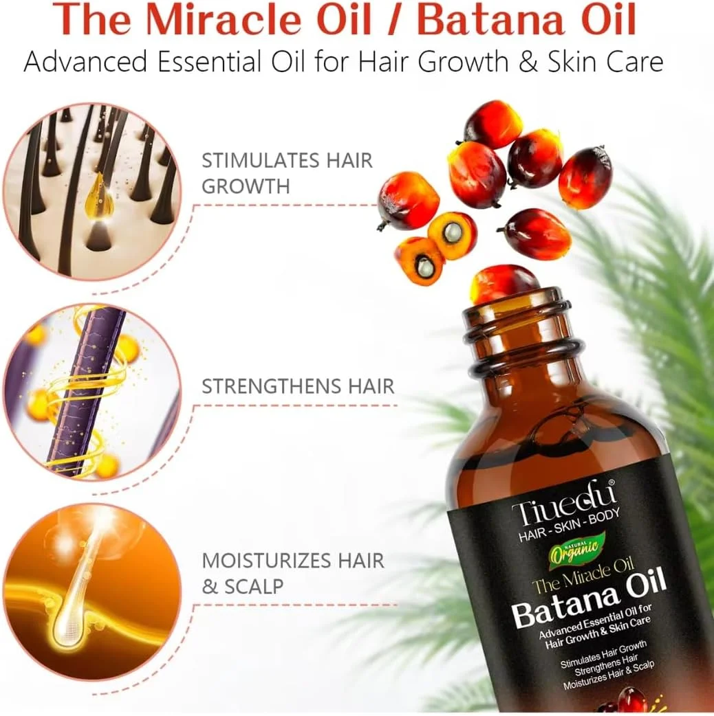 روغن معجزه آسای باتانا NIKITA.VIVI برای رشد مو و مراقبت از پوست، 60 میلی لیتر، روغن باتانای ضروری پیشرفته 100% طبیعی ارگانیک پرس سرد برای رشد مو، تقویت، مرطوب کردن و آبرسانی مو و پوست سر