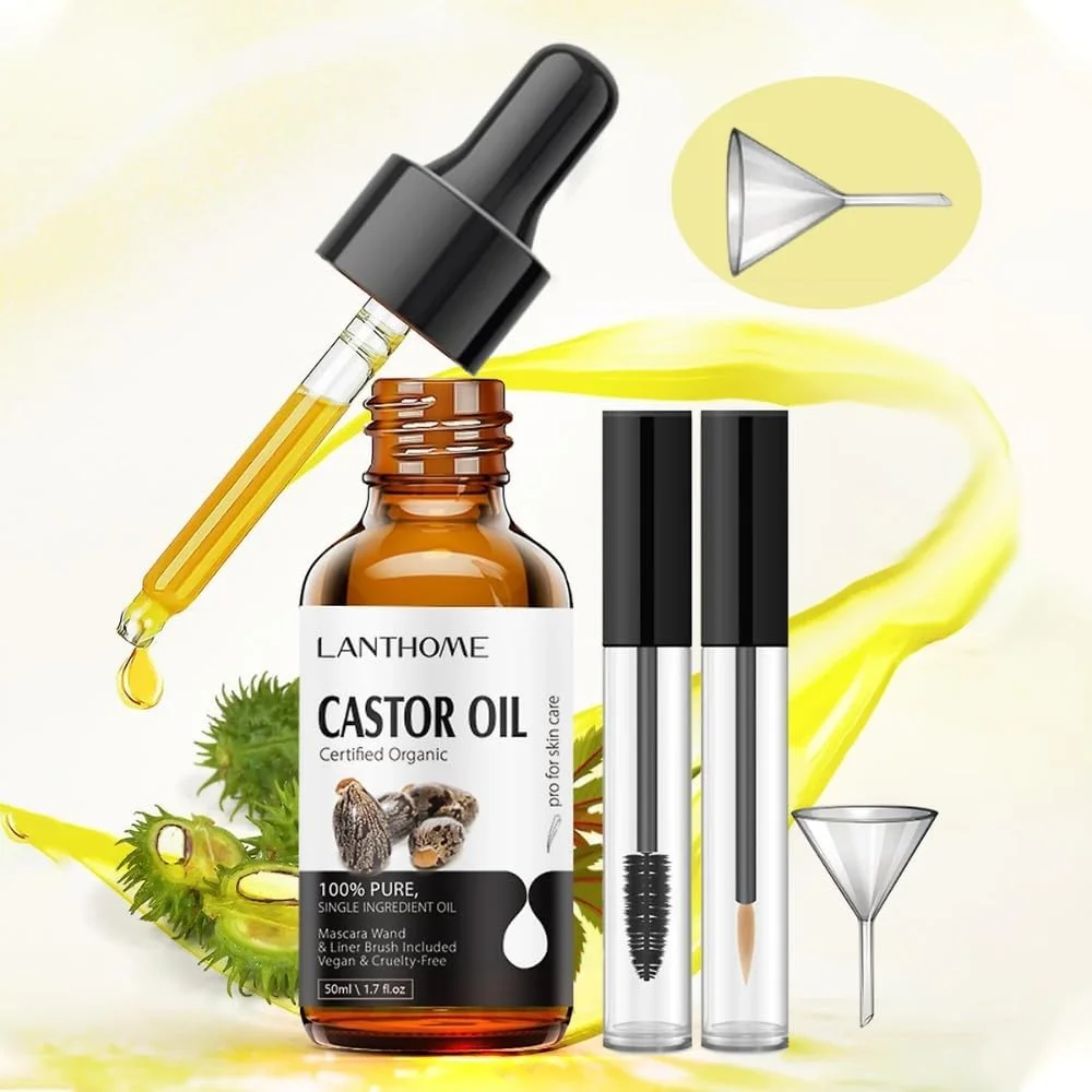 روغن کرچک ارگانیک نیکیتا ویوی ۵۰ میلی لیتر | روغن کرچک سیاه پرس سرد و تایید شده ارگانیک برای مژه، ابرو و مرطوب کننده پوست، روغن رشد مو بدون هگزان، جلوگیری از ریزش مو | سرم رشد مژه