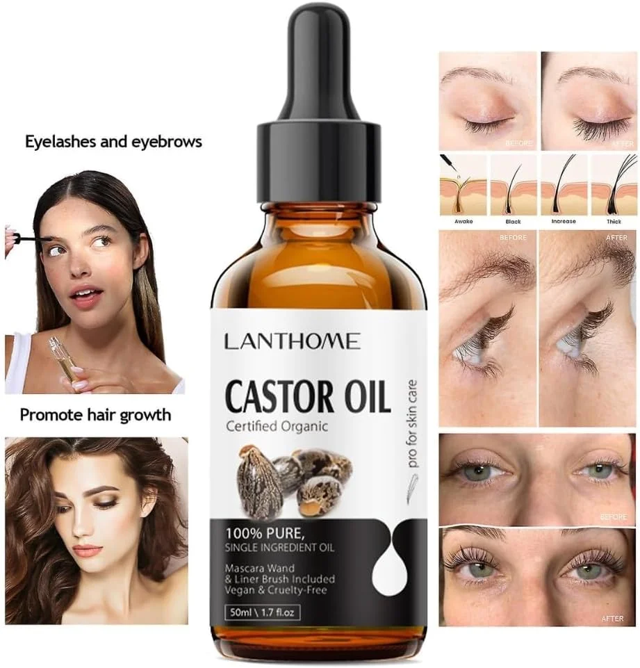 روغن کرچک ارگانیک نیکیتا ویوی ۵۰ میلی لیتر | روغن کرچک سیاه پرس سرد و تایید شده ارگانیک برای مژه، ابرو و مرطوب کننده پوست، روغن رشد مو بدون هگزان، جلوگیری از ریزش مو | سرم رشد مژه