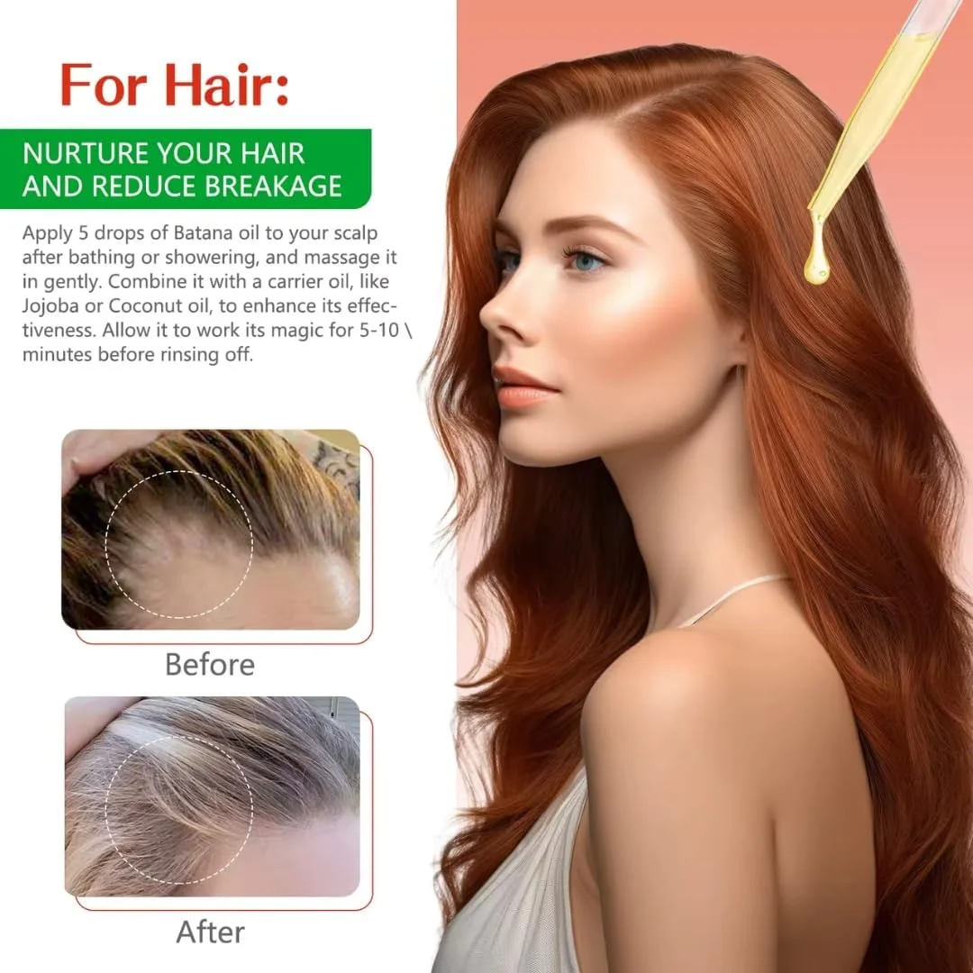 روغن معجزه آسای باتانا نیکیتا.ویوی 120 میلی لیتری برای رشد مو، پوست و بدن | روغن باتانای ضروری پیشرفته پرس سرد ارگانیک 100% طبیعی برای رشد مو | تقویت کننده، آبرسان و مرطوب کننده مو و پوست سر