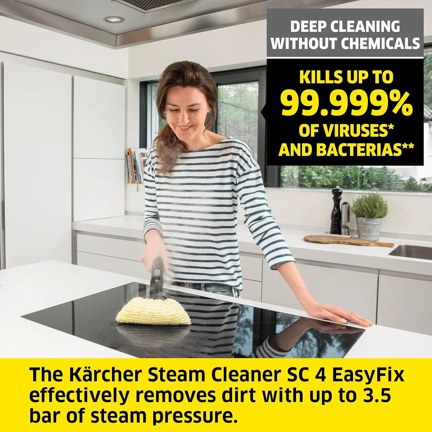 بخارشوی کارچر SC 4 EasyFix - دستگاه تمیز کننده بخار 2000 وات با مخزن پر کردن مداوم برای تمیز کردن عمیق خانه و کف