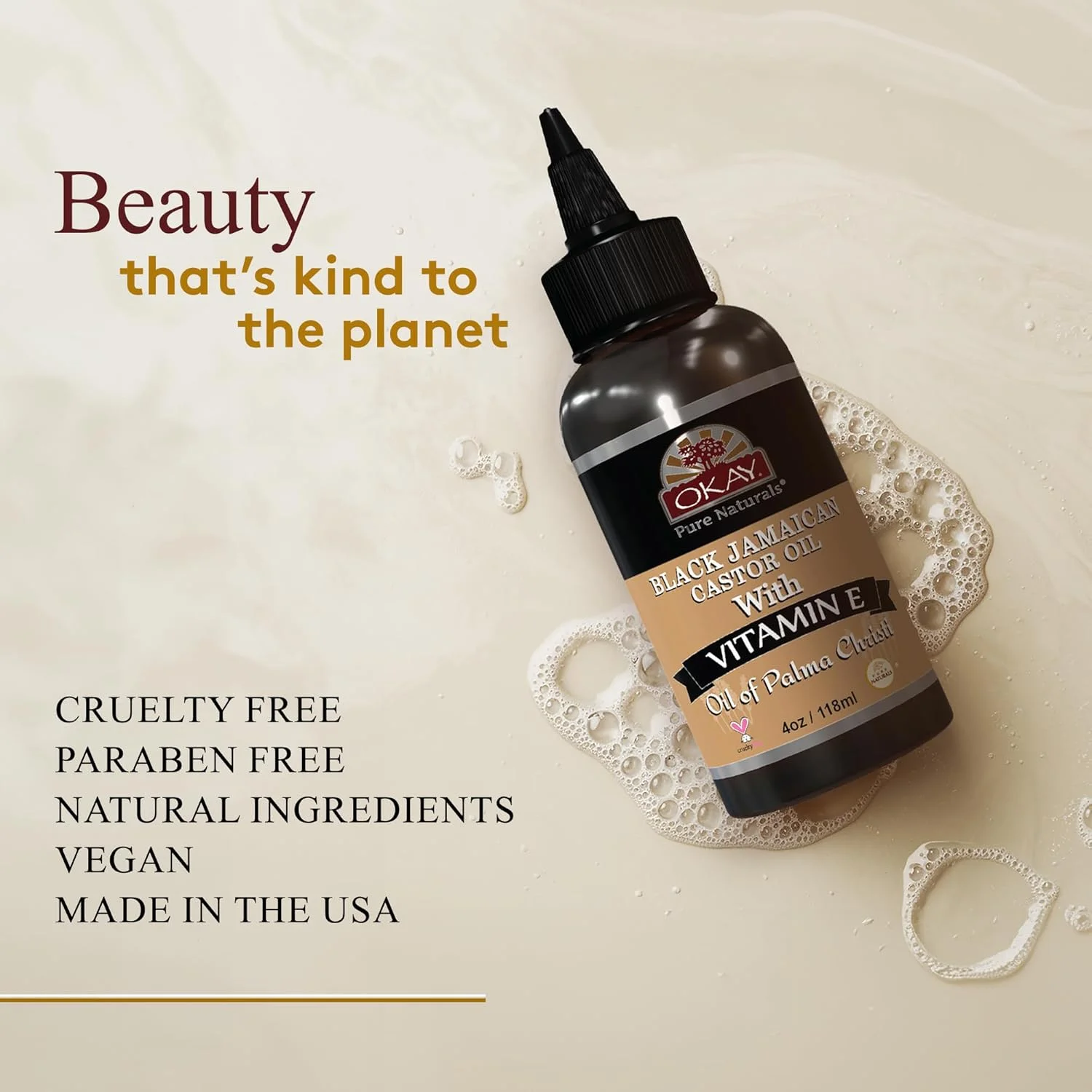 روغن کرچک سیاه جامائیکایی خالص اوکی نچرالز | 118 میلی لیتر | روغن پالما کریستی | مغذی، تقویت کننده و محرک رشد مو | فرمول سنتی 100% خالص