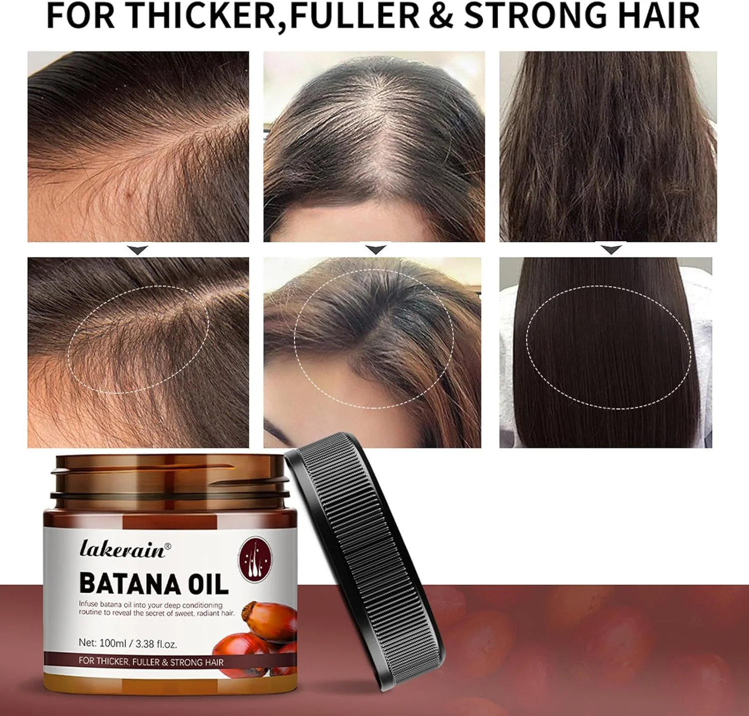 روغن باتانا خام برای مو، روغن باتانا ۱۰۰٪ خالص برای رشد مو، روغن باتانا ارگانیک طبیعی و پرس سرد، جلوگیری از ریزش مو و افزایش تراکم مو در مردان و زنان