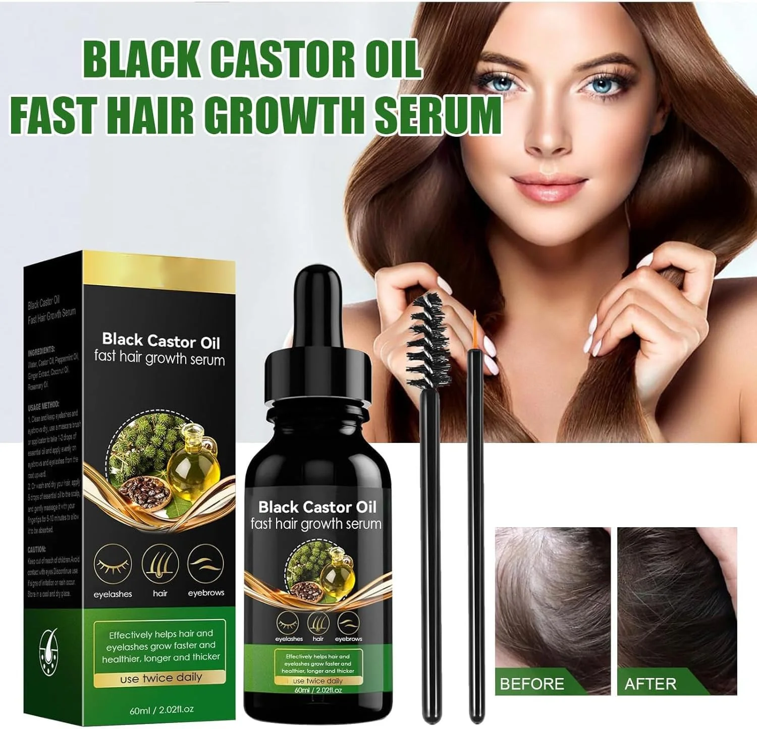 روغن کرچک سیاه ارگانیک، خالص، طبیعی، پرس سرد برای رشد مو و مراقبت از پوست سر، تغذیه ابرو و پوست، بدون مواد شیمیایی در بطری شیشه ای (60 میلی لیتر)