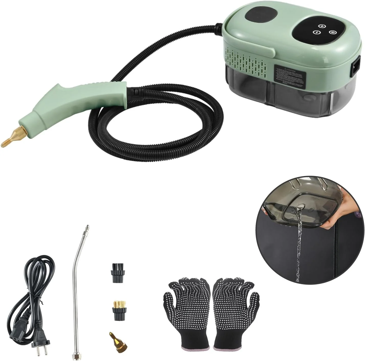 بخارشوی قابل حمل KASTWAVE، بخارشوی دمای بالا برای تمیز کردن تشک، دیتیلینگ خودرو، مبل، مبلمان، اثاثه یا لوازم داخلی، آشپزخانه، حمام، دوغاب و کاشی (سبز)