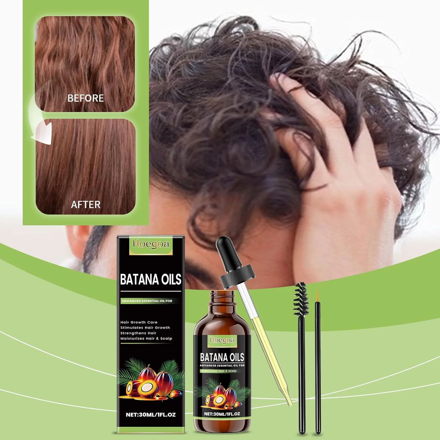 Pure Batana Oil for Hair Growth 100% Organic Formula Deeply Repairs Damaged Hair Boosts Growth Adds Rich Moisture Restores Shine Ideal as Natural Conditioner for Stronger Thicker Hair