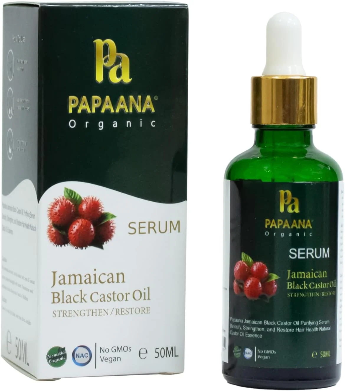 سرم موی ارگانیک پاپائانا، روغن کرچک سیاه جامائیکایی، 50 میلی لیتر، تقویت کننده و احیا کننده مو