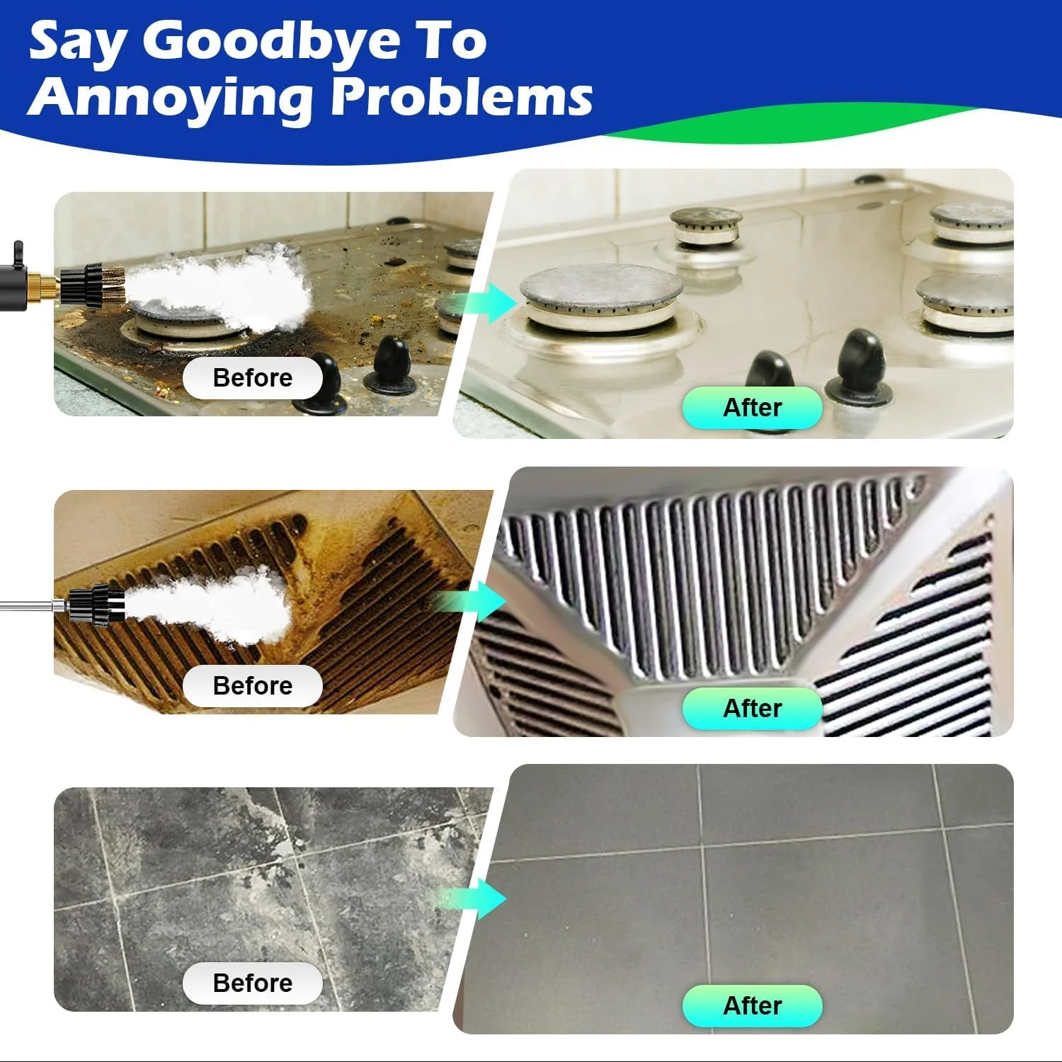 بخارشوی دستی KASTWAVE، بخارشوی فشار قوی با دمای بالا به همراه 3 برس، بخارشوی قابل حمل با مخزن 1.5 لیتری برای جزئیات خودرو، آشپزخانه، حمام و کف