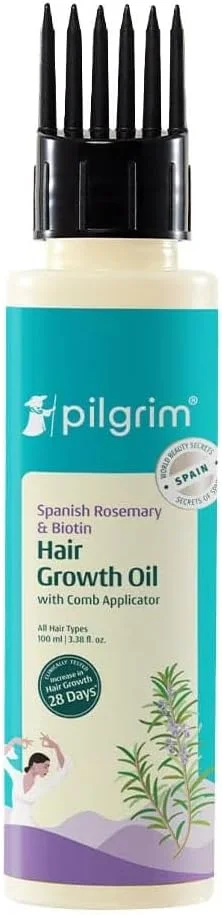 روغن تقویت کننده مو رزماری اسپانیایی و بیوتین پیلگریم، برای کنترل ریزش و تقویت مو 100 میلی لیتر | روغن رزماری برای رشد مو | کاهش ریزش مو | تقویت کننده مو