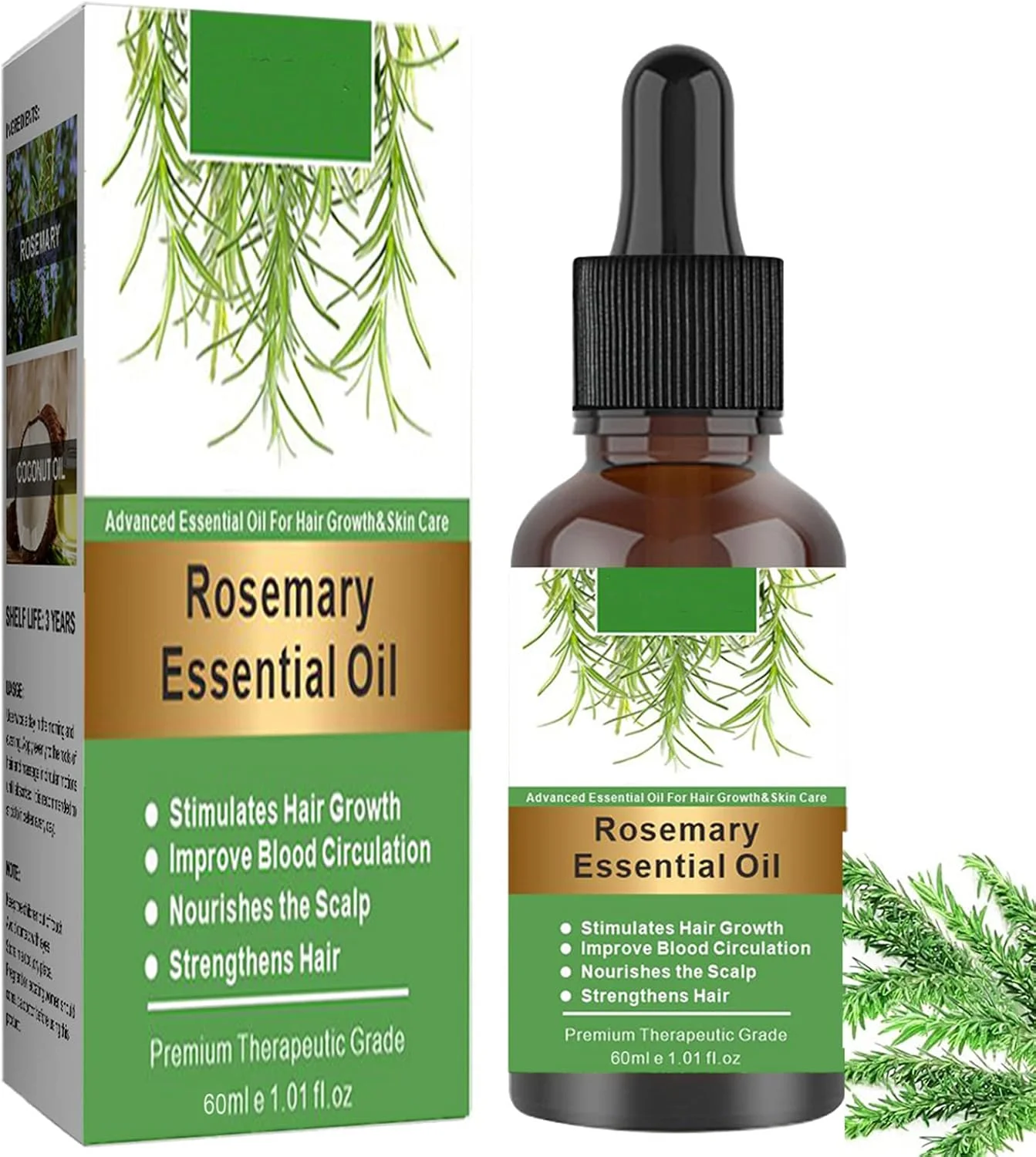 روغن رزماری برای رشد مو، روغن ضروری رزماری برای مراقبت از پوست و مو، درمان ریزش مو، روغن طبیعی رشد مو، تقویت کننده رشد مو، ابرو و مژه برای آقایان و بانوان (60 میلی لیتر)