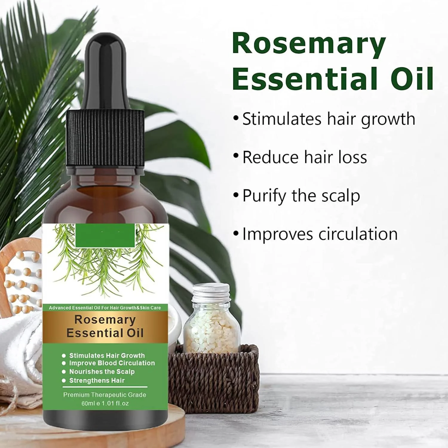 روغن رزماری برای رشد مو، روغن ضروری رزماری برای مراقبت از پوست و مو، درمان ریزش مو، روغن طبیعی رشد مو، تقویت کننده رشد مو، ابرو و مژه برای آقایان و بانوان (60 میلی لیتر)