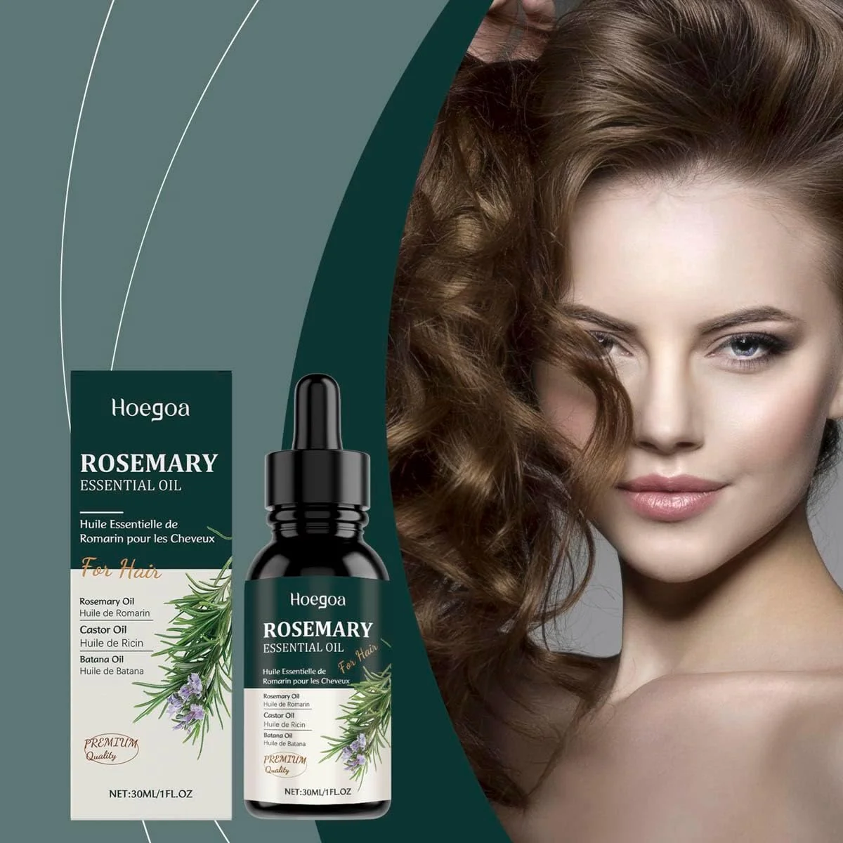 Rosemary Essential Hair Oil, Rosemary Oil for Hair Growth Organic, Hair Care Oil with Batana and Castor for Dry and Damaged Hair, Suitable for Men and Women, 30ml