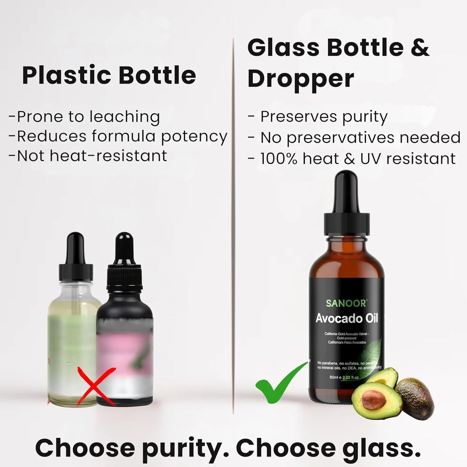 روغن آووکادو طلایی کالیفرنیا SANOOR | 100% خالص (60 میلی لیتر) | غنی شده با مواد مغذی، کره موی خالص | پرس سرد | تایید شده توسط سازمان غذا و دارو