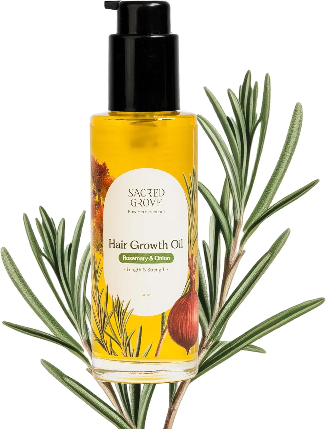 روغن تقویت کننده مو رزماری و کرچک Sacred Grove | محرک ریشه مو برای رشد مو | مناسب برای انواع مو و گروه های سنی | 100 میلی لیتر