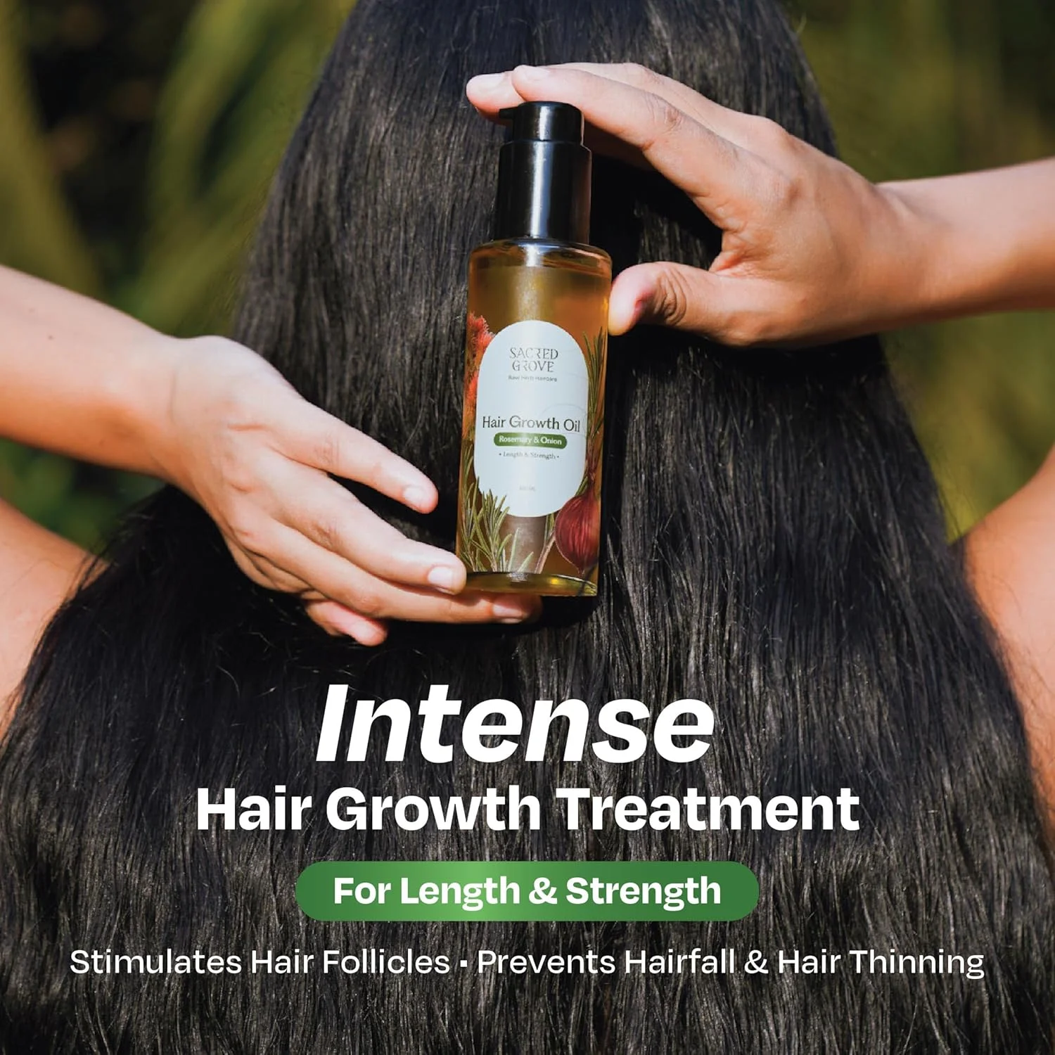 روغن تقویت کننده مو رزماری و کرچک Sacred Grove | محرک ریشه مو برای رشد مو | مناسب برای انواع مو و گروه های سنی | 100 میلی لیتر