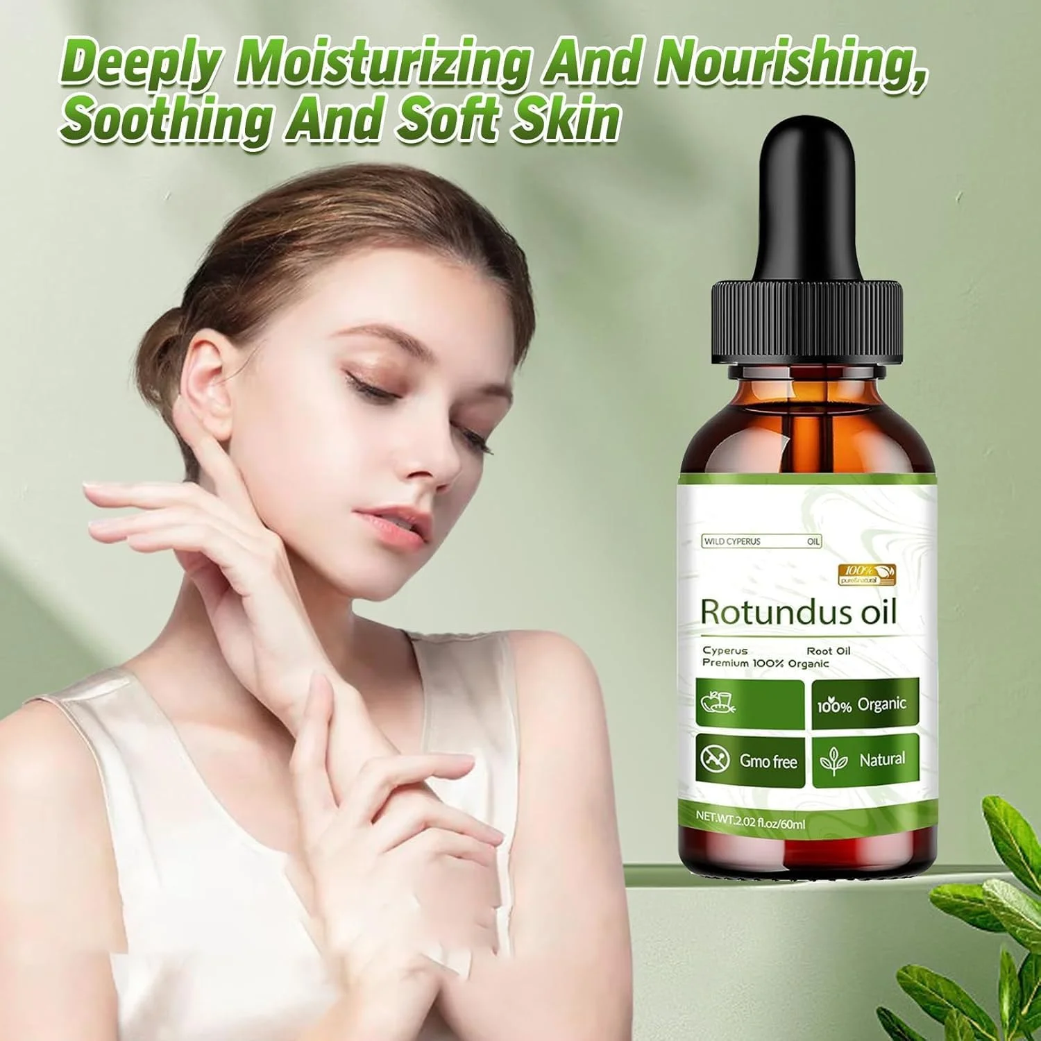 روغن روتوندوس برای رفع موهای زائد، روغن قبرس 100% طبیعی برای کاهش رشد مو و تسکین پوست، سرم ملایم مهار کننده مو برای آقایان و بانوان