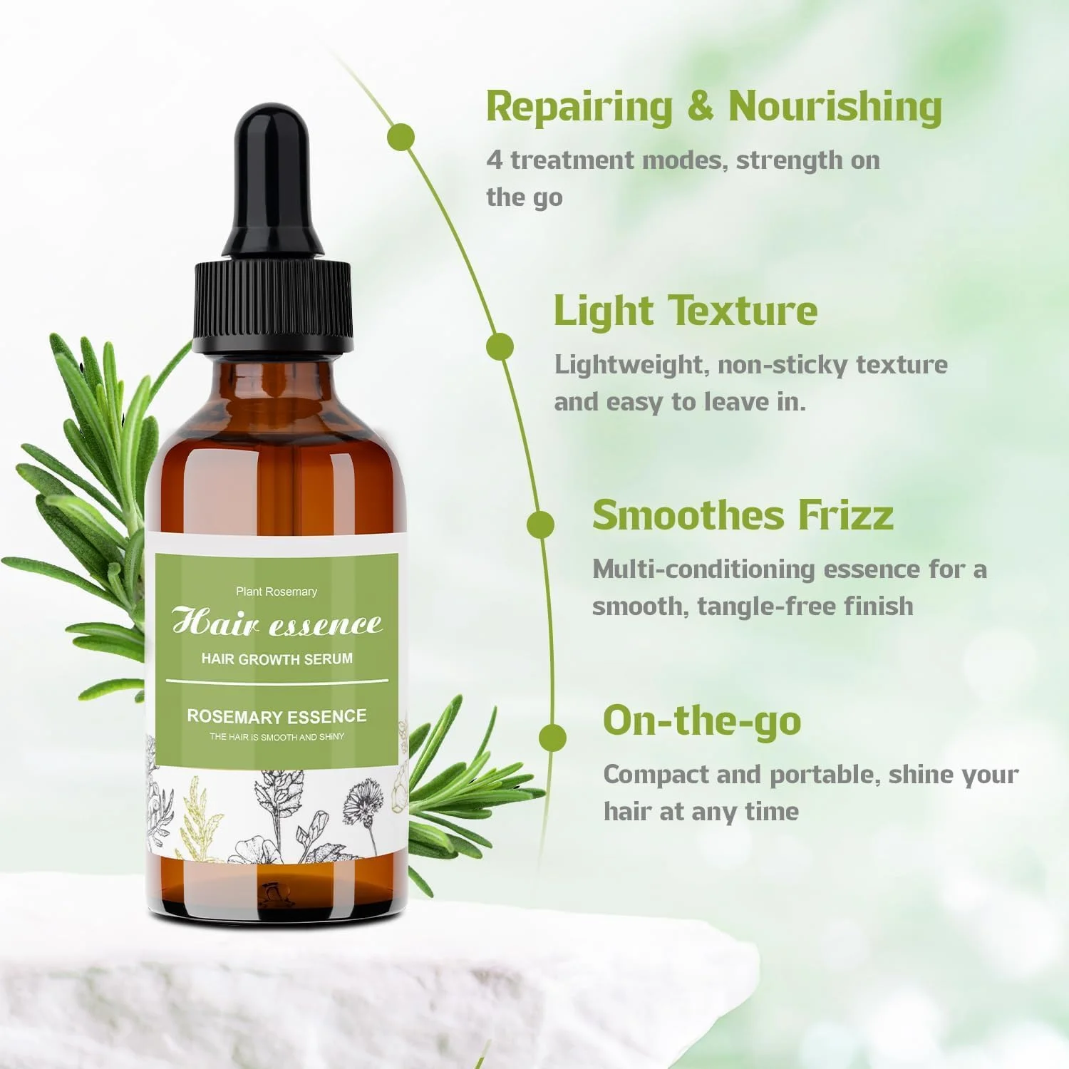 روغن رزماری برای رشد و تقویت مو، سرم نعناع رزماری برای پوست سر آقایان و بانوان، روغن مغذی 60 میلی لیتری برای موهای ضخیم تر، سالم تر و مراقبت از پوست سر