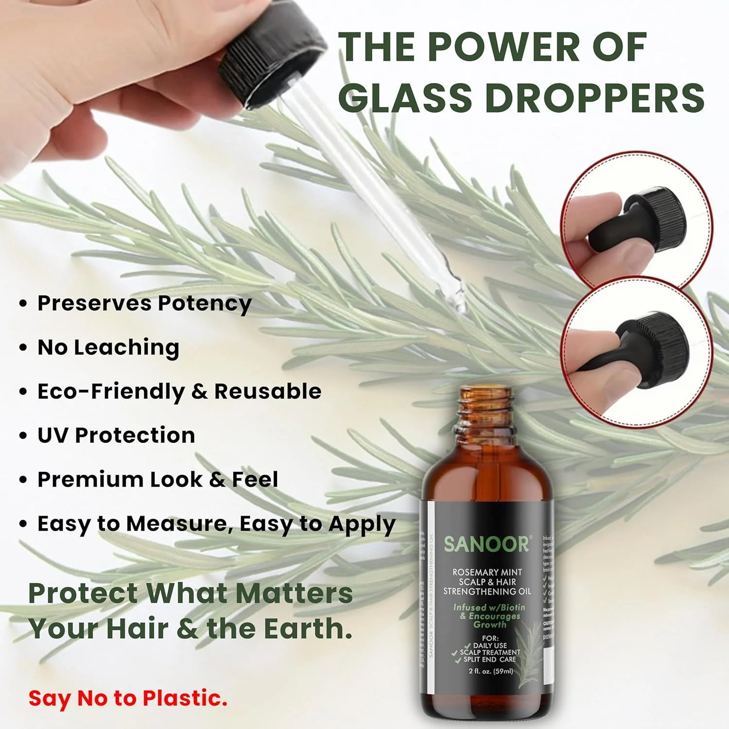 New SANOOR Rosemary Mint, Scalp Hair Oil, Infused Biotin Encourages Hair Growth | Healthier, Stronger & Long Strands Silky Shinny| All Type & Texture | Styling Straight, Waves Chemically Treated Hairs