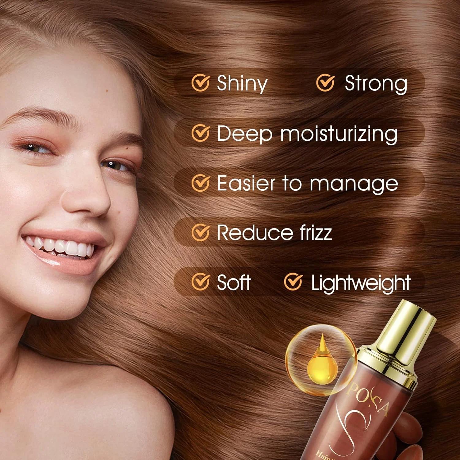 سرم موی صاف کننده فوری 30 ثانیه ای، روغن آرگان مرطوب کننده قوی برای موهای خشک و آسیب دیده، روغن موی ابریشمی، حاوی کراتین طبیعی آبرسان برای موهای مجعد، روغن درمان کننده و مرطوب کننده عمقی موهای وز روزانه