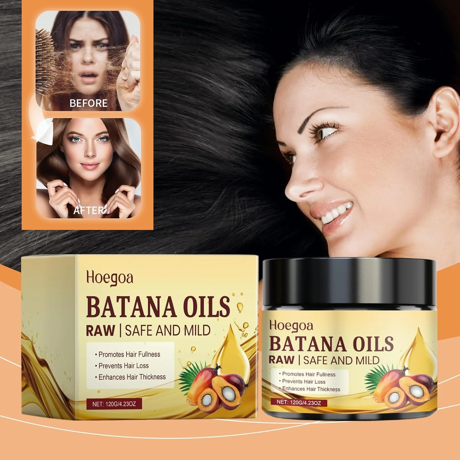 روغن باتانا خالص برای رشد و درخشش مو، تقویت ریشه، جلوگیری از ریزش مو، ترمیم موخوره، افزایش ضخامت، تغذیه عمیق انواع مو برای داشتن موهایی پرپشت و سالم