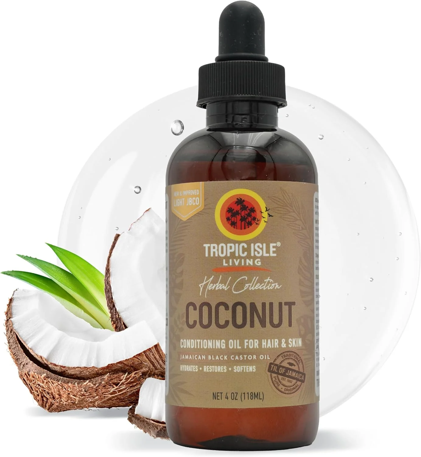 روغن نارگیل و کرچک سیاه جامائیکایی Tropic Isle Living، ۱۱۸ میلی لیتر