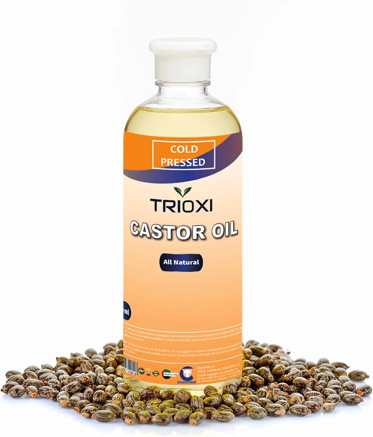 روغن کرچک پرس سرد تریوکسی 500 میلی لیتر – 100% خالص و طبیعی | ایده آل برای پوست، مو و سلامتی