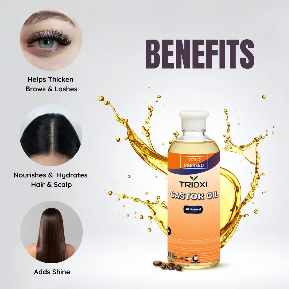 روغن کرچک پرس سرد تریوکسی 500 میلی لیتر – 100% خالص و طبیعی | ایده آل برای پوست، مو و سلامتی