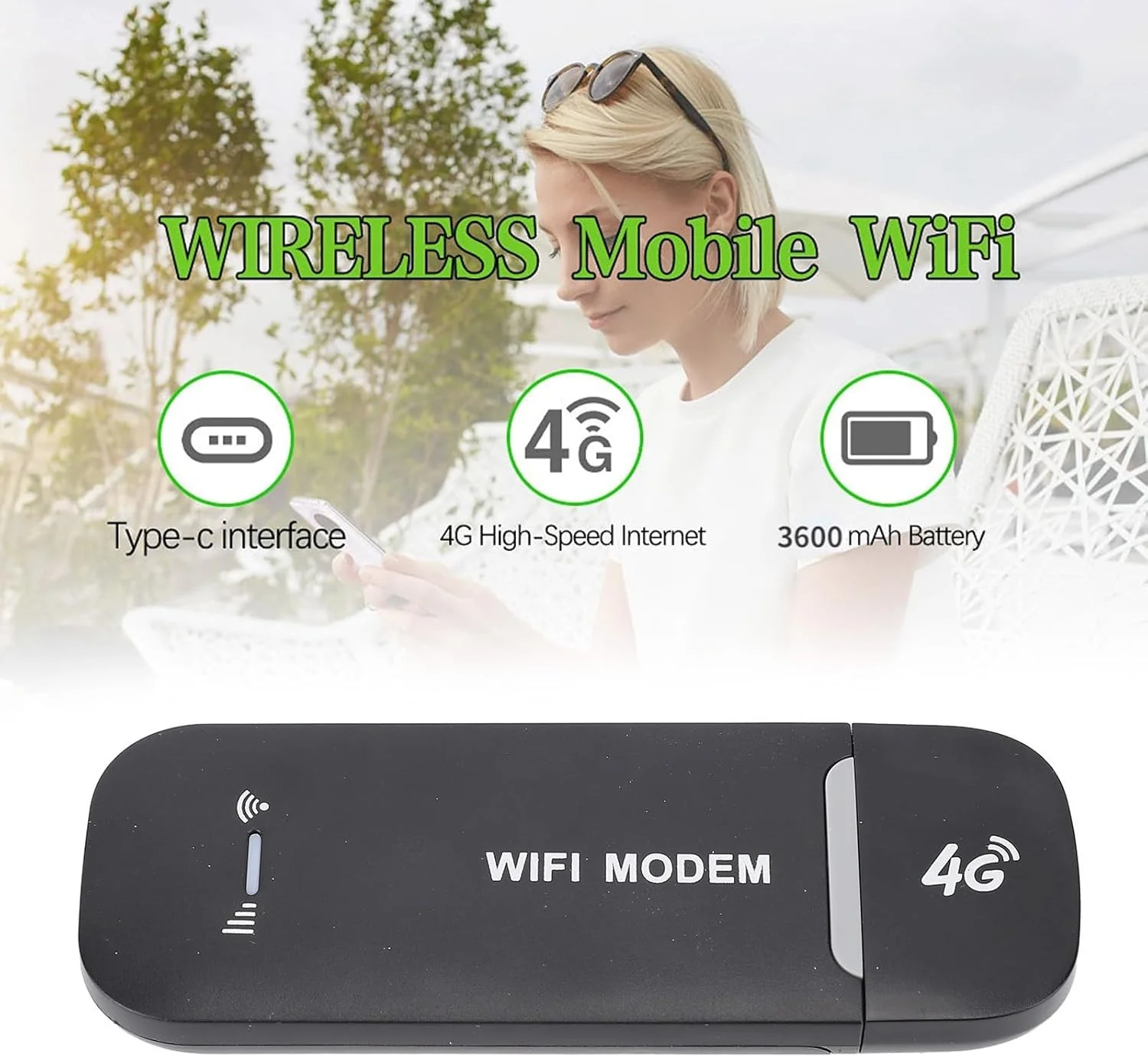 مودم USB 4G LTE سوراندی، مینی روتر هات اسپات مسافرتی پرسرعت 150 مگابیت بر ثانیه، روتر هات اسپات وای فای اینترنت بی سیم قابل حمل تا 10 کاربر برای رایانه رومیزی، لپ تاپ، تبلت (مشکی)