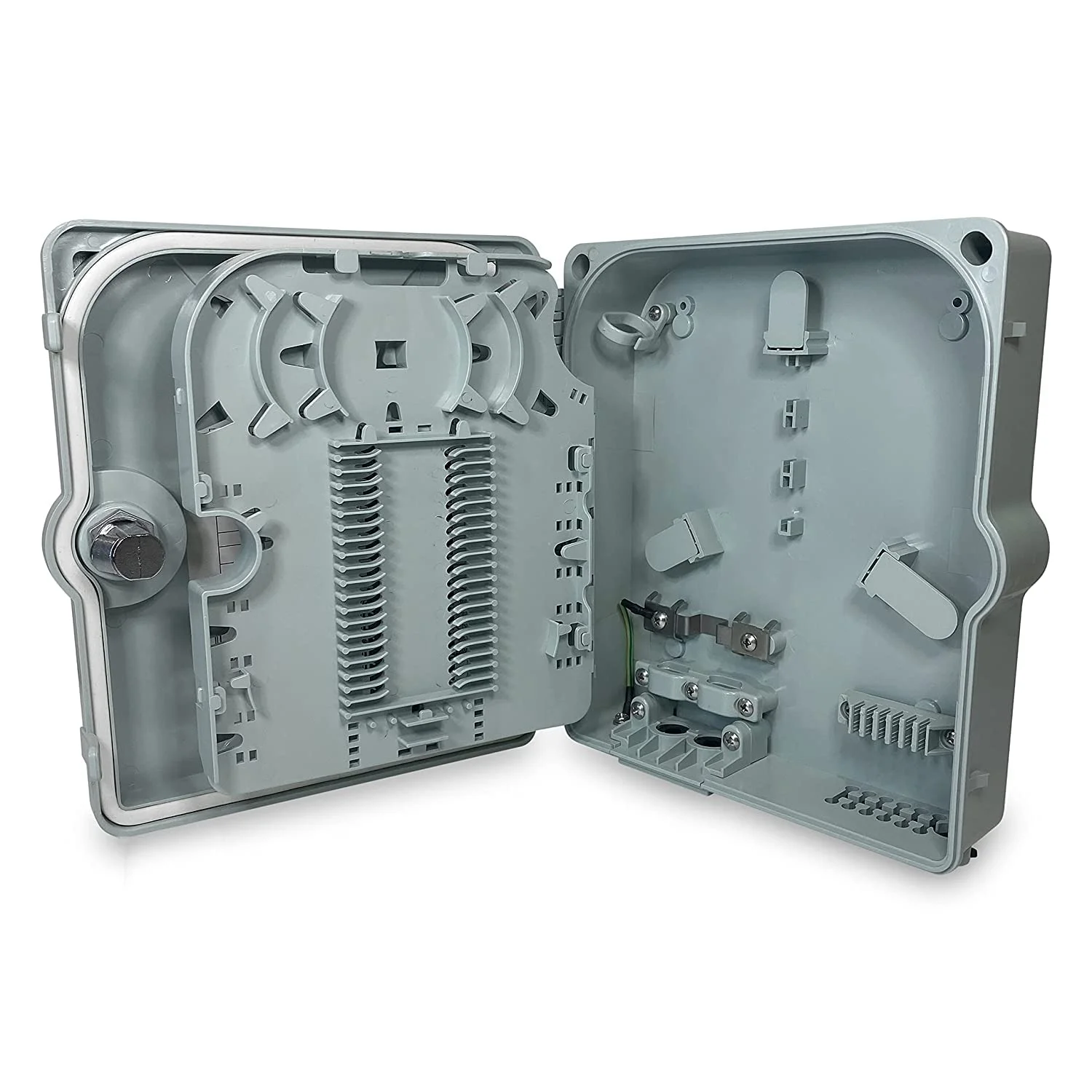 محفظه فیبر نوری قابل نصب روی دیوار یا میله برای اتصالات فیبر نوری داخلی یا خارجی و نصب اتصالات فیوژن اسپلایس با کوپلرها (LC OM3 با پیگتیل)