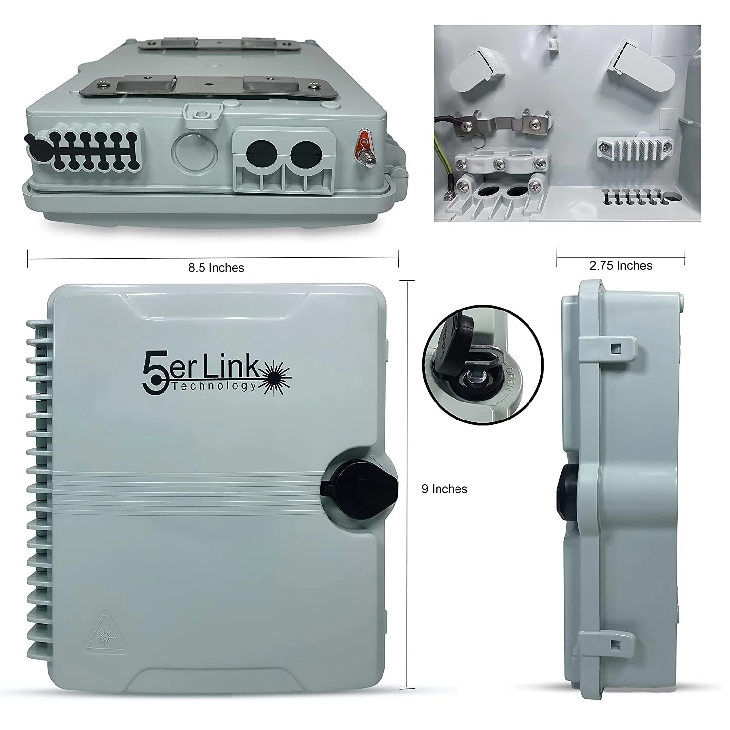 محفظه فیبر نوری قابل نصب روی دیوار یا میله برای اتصالات فیبر نوری داخلی یا خارجی و نصب اتصالات فیوژن اسپلایس با کوپلرها (LC OM3 با پیگتیل)