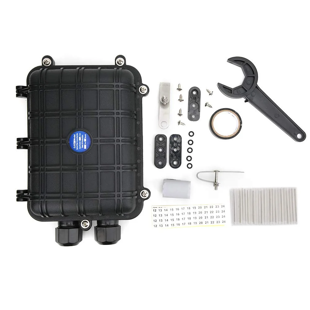 جعبه اتصال کابل فیبر نوری 1 ورودی 1 خروجی، محفظه اتصال فیبر نوری ضد آب IP68 افقی (96 هسته)