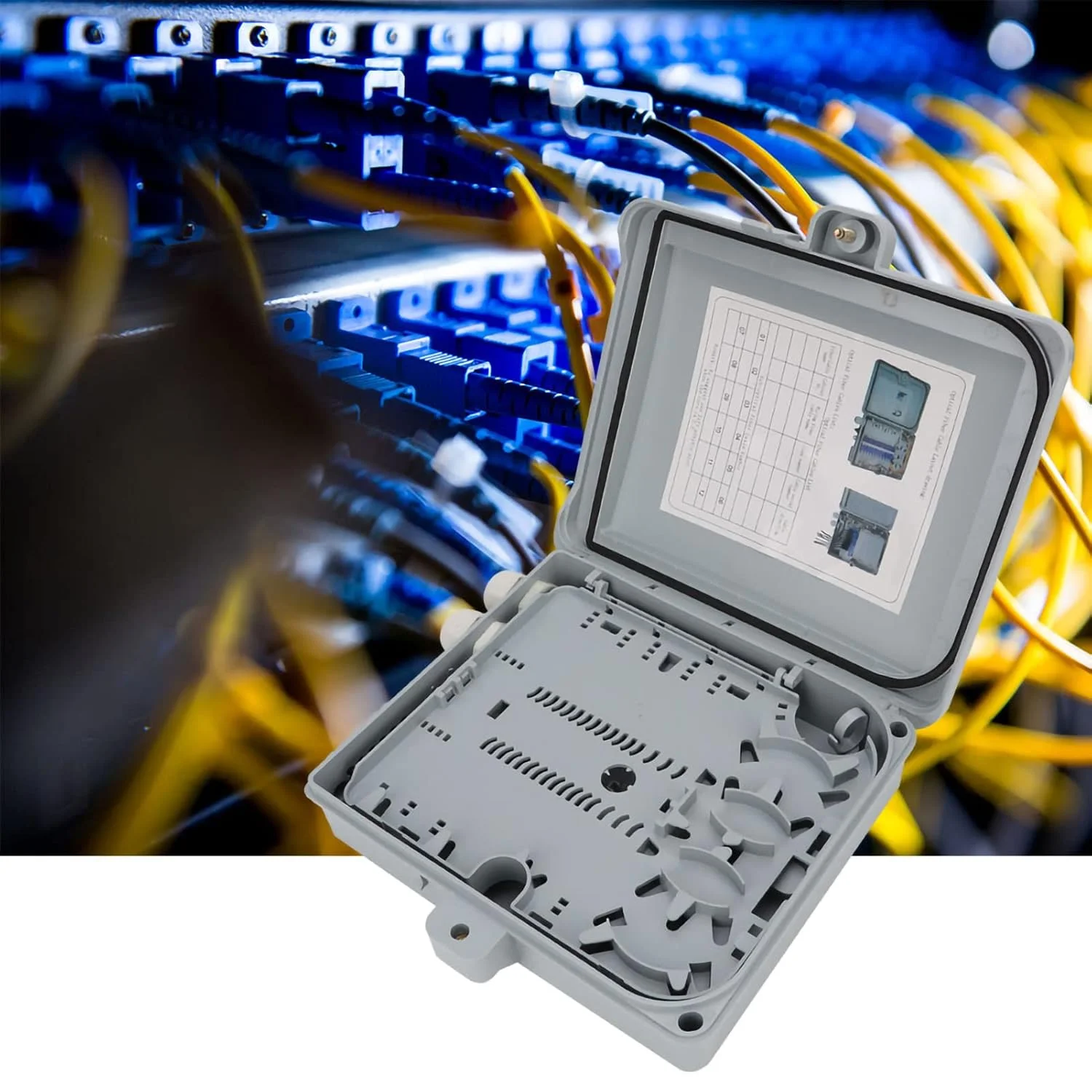 جعبه تقسیم فیبر نوری FTTH با استاندارد IP65، دارای 12 پورت