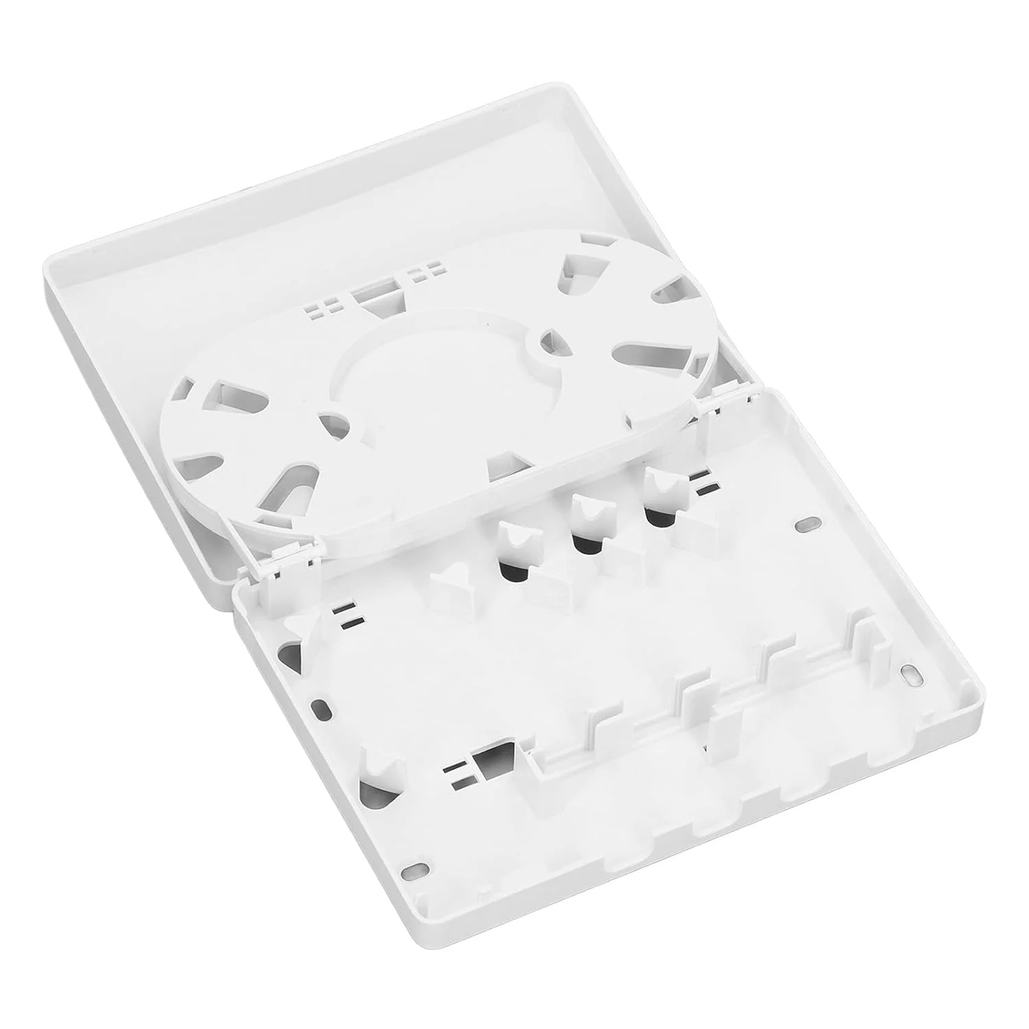 جعبه توزیع فیبر نوری، جنس مرغوب، دارای صفحه چرخشی در وسط، ضد گرد و غبار، سطح صاف، دارای پیچ های نصب، مناسب برای FTTH جعبه توزیع فیبر نوری، جنس مرغوب، دارای صفحه چرخشی در وسط، ضد گرد و غبار، سطح صاف، دارای پیچ های نصب، مناسب برای FTTH