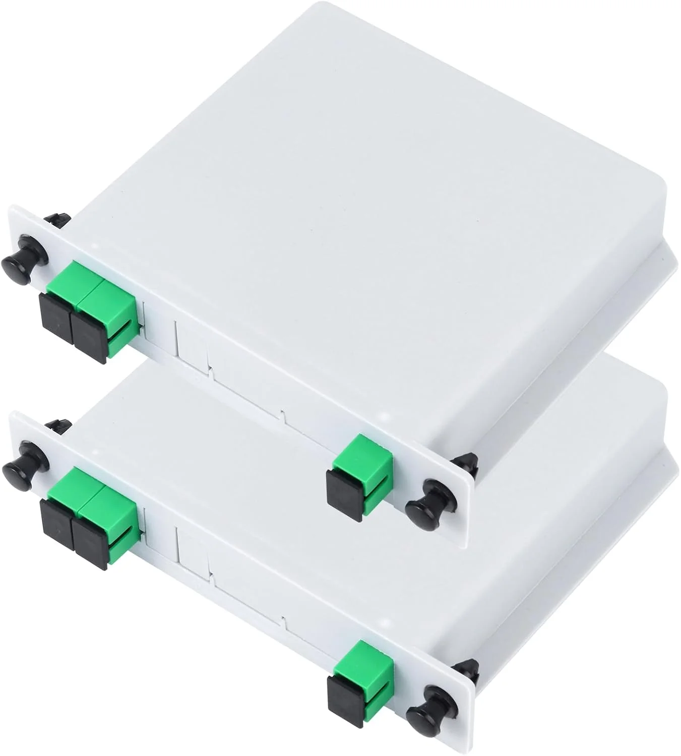 اسپلیتر فیبر نوری PLC مدل SCAPC 1x2، بسته 2 عددی، نوع کارتی، مناسب سیم کشی خانگی، LAN، اتاق های شبکه و جعبه توزیع فیبر