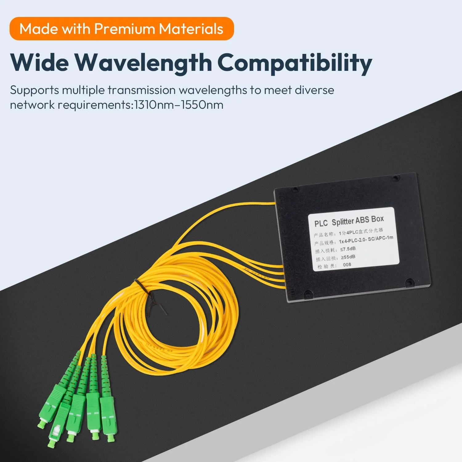 اسپلیتر فیبر نوری Duogalia SCAPC PLC 1x4، اسپلیتر فیبر نوری برای سیم کشی خانگی، LAN، اتاق های شبکه، جعبه توزیع فیبر