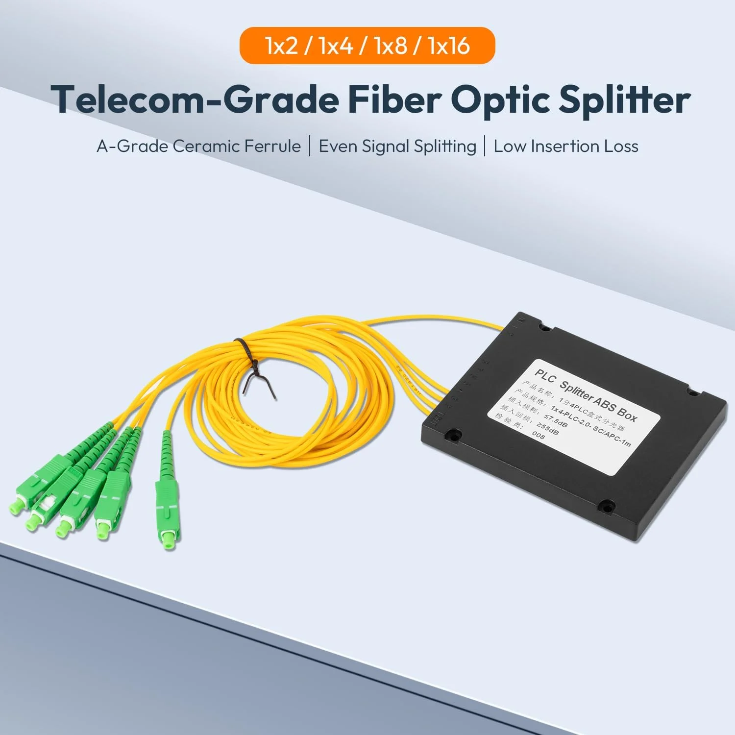 اسپلیتر فیبر نوری Duogalia SCAPC PLC 1x4، اسپلیتر فیبر نوری برای سیم کشی خانگی، LAN، اتاق های شبکه، جعبه توزیع فیبر