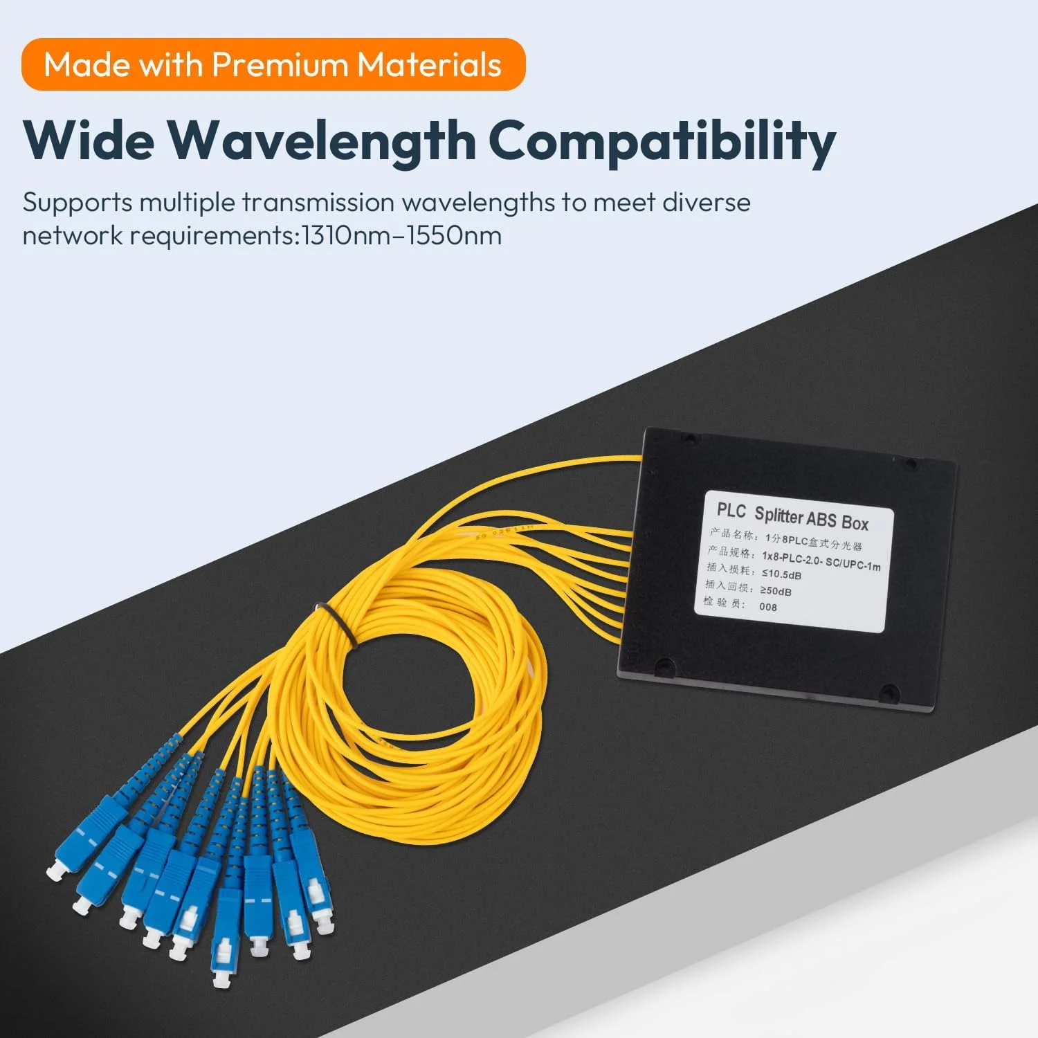 اسپلیتر فیبر نوری Duogalia SC/UPC PLC 1x8، اسپلیتر فیبر نوری برای سیم کشی خانگی، LAN، اتاق های شبکه، جعبه توزیع فیبر