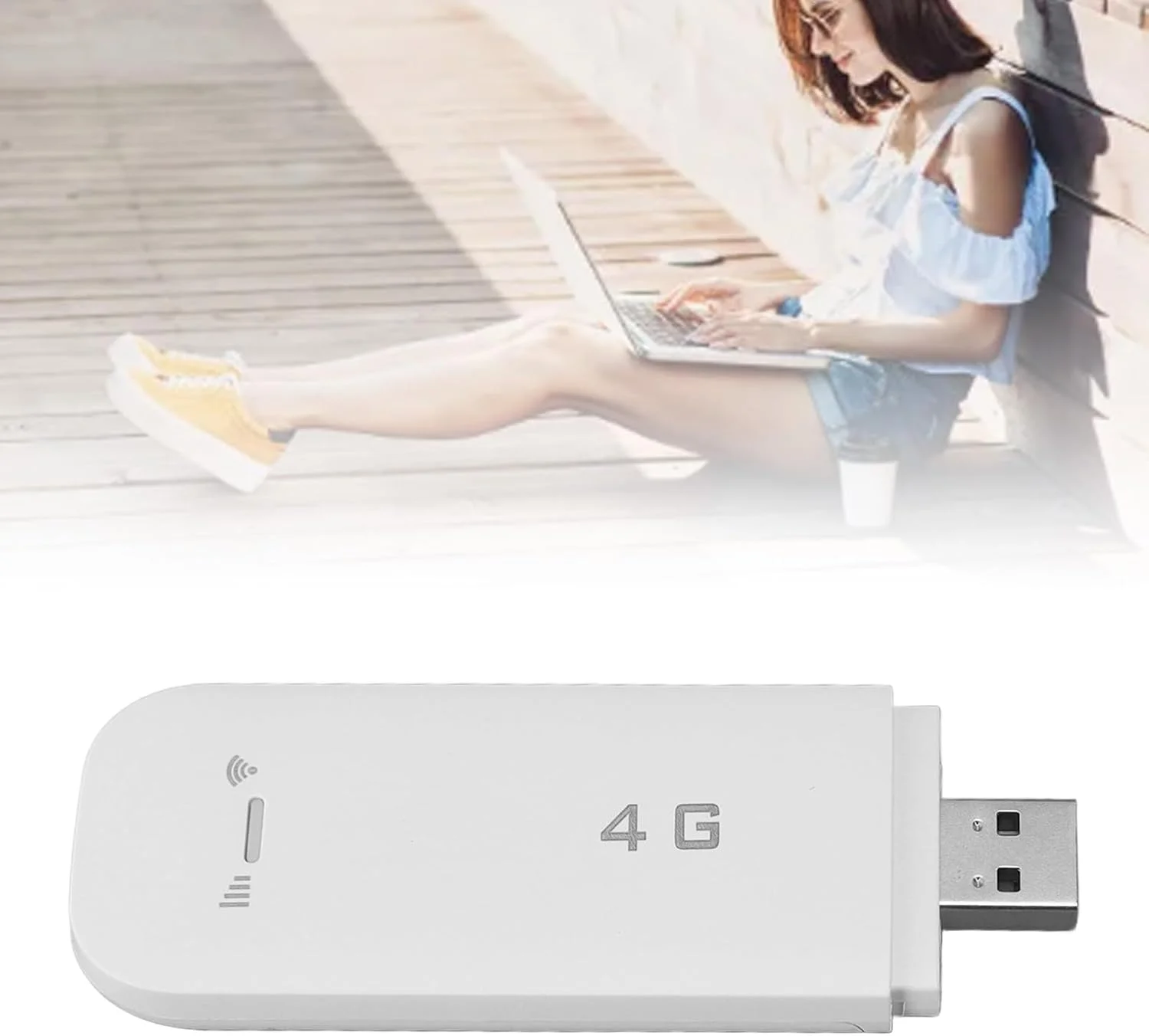 روتر وای فای قابل حمل USB 4G LTE مدل Asixxsix، پشتیبانی از 10 دستگاه، هات اسپات قابل حمل با درگاه USB و اسلات سیم کارت، مودم وای فای پلاگ اند پلی برای تلفن، تبلت و لپ تاپ (سفید)