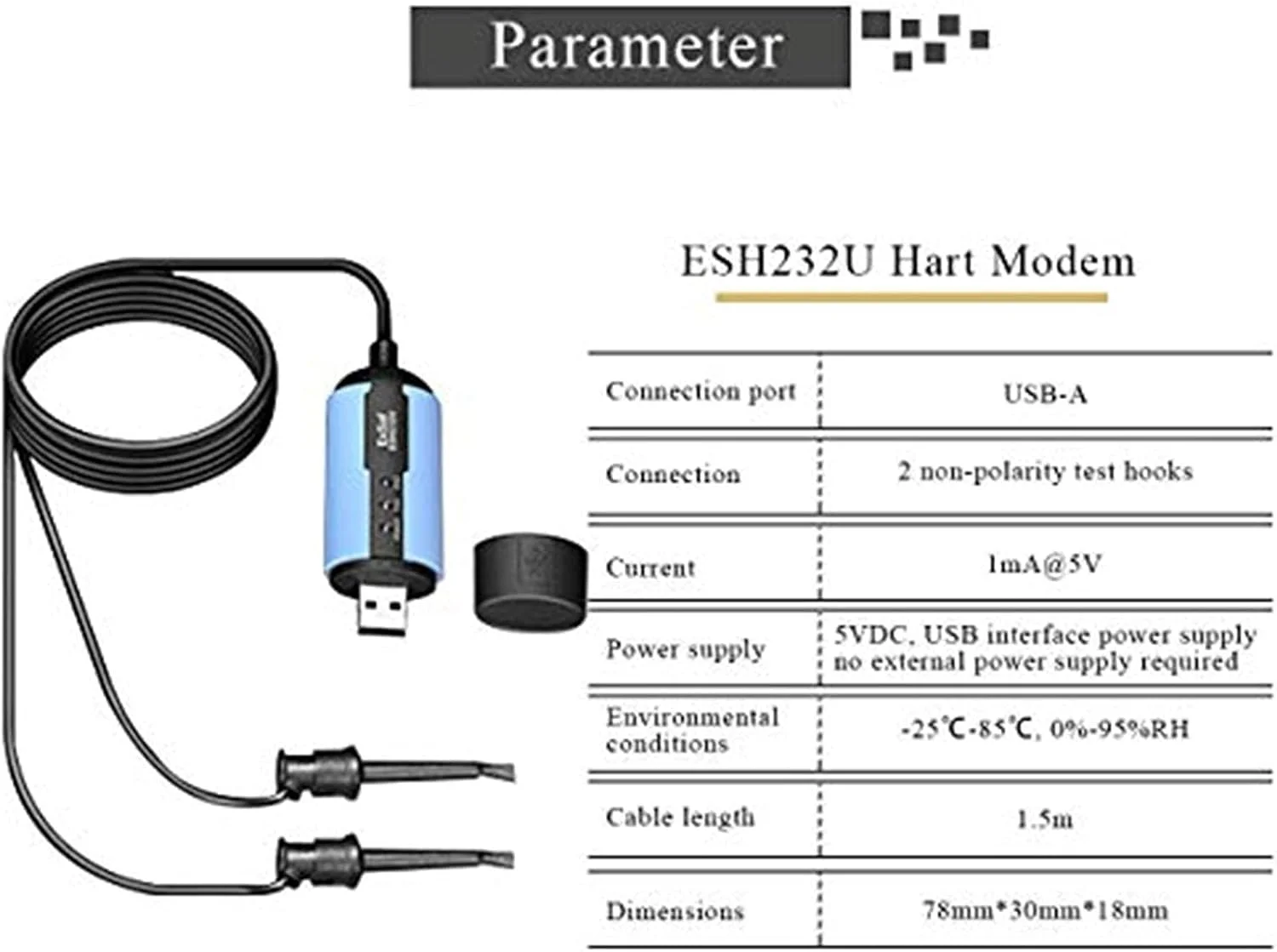 مودم هارت USB مدل ESH232U برند BAOSHISHAN برای Rosemount/ABB/KROHNE/E+H/YOKOGAWA