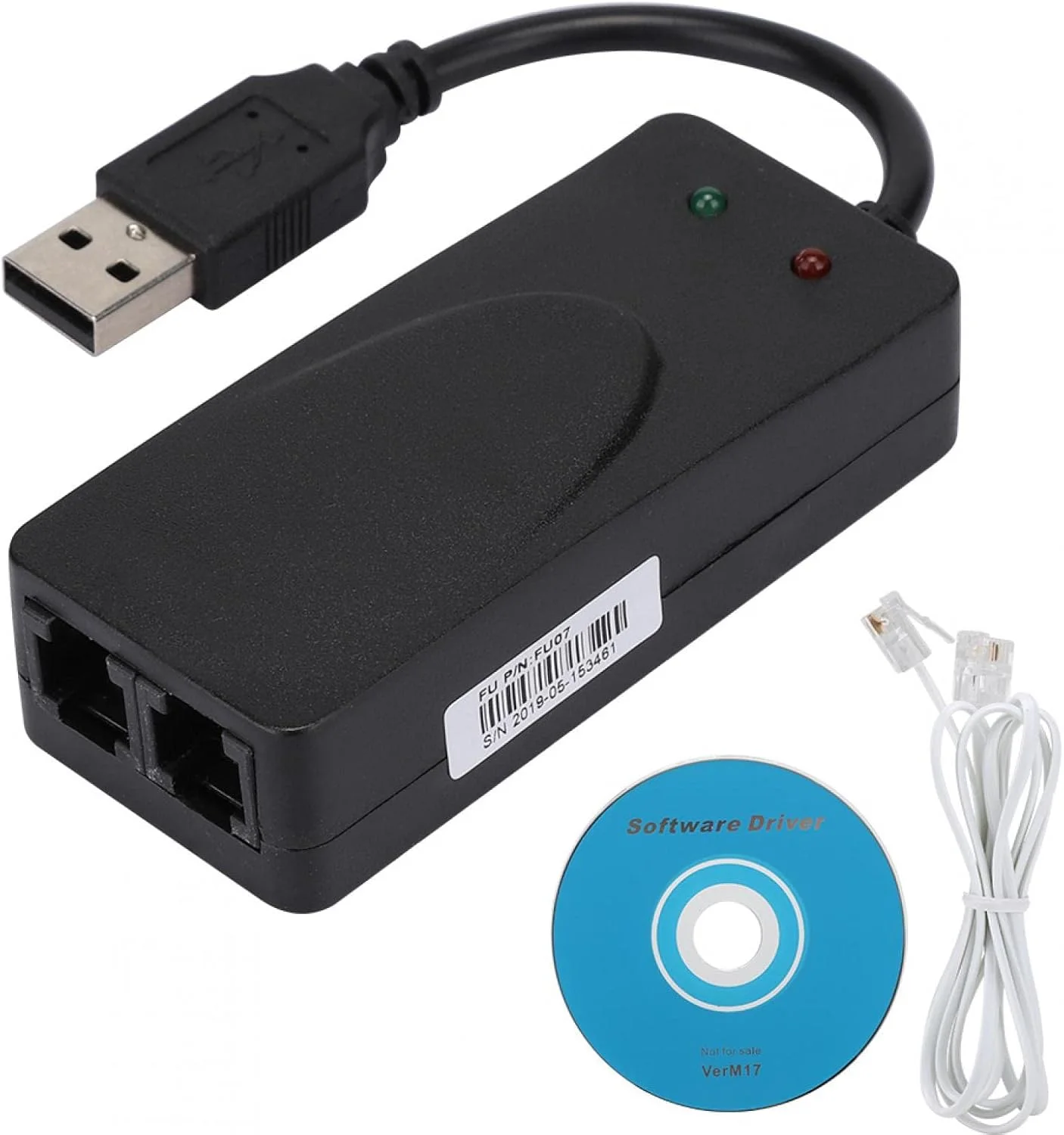 مودم فکس اکسترنال USB 2.0 56K دو پورت، مناسب برای Win 98/2000/ME/XP/Vista/CE5.0/10/8.1/8/7