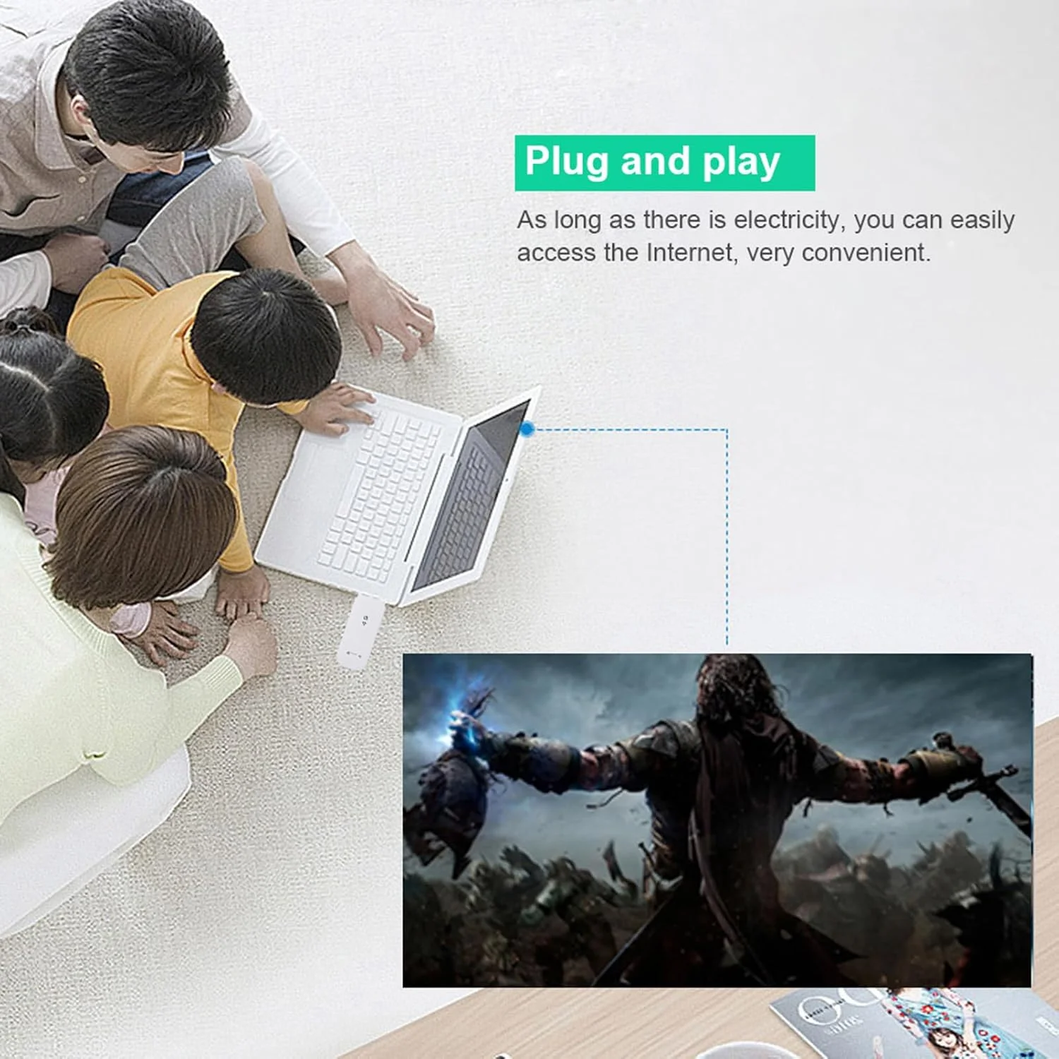 آداپتور 4G LTE Ejoyous 150Mbps، مودم روتر USB جیبی، اتصال آسان، سبک و قابل حمل