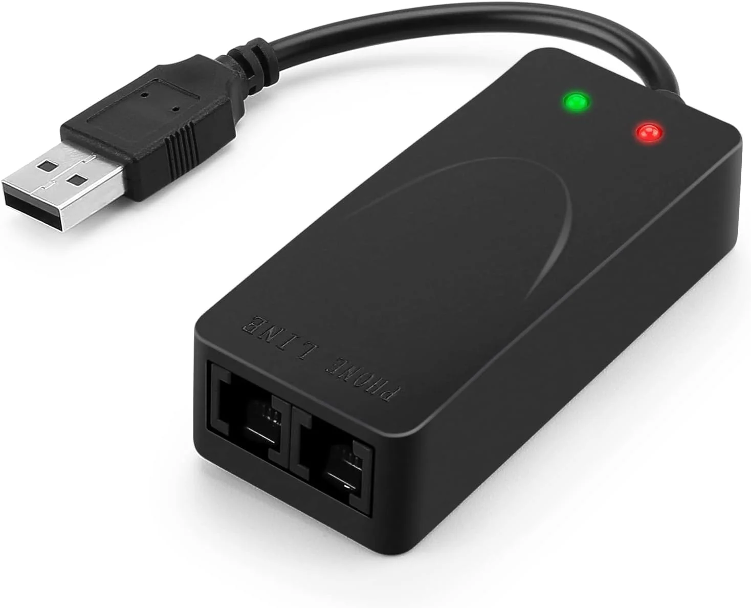 مودم اکسترنال USB 56K فکس دیتا با دو پورت، سازگار با ویندوز 98SE/2000/ME/XP/Vista/Win 7 و پشتیبانی از شماره گیری خودکار، شماره گیری تن و پالس، پاسخ خودکار، آموزش مجدد خودکار (رنگ مشکی)