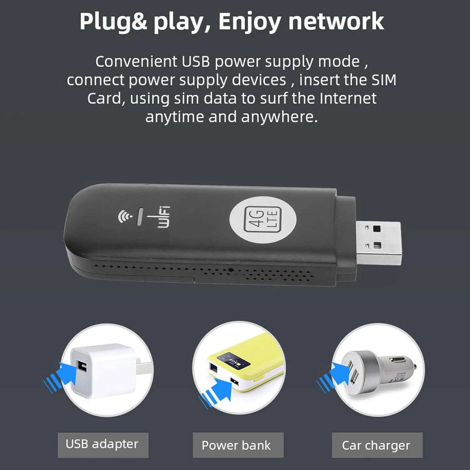 مودم USB 4G LTE با درگاه سیم کارت، پشتیبانی از 8 کاربر، پشتیبانی از شبکه های TDD LTE، FDD LTE، WCDMA، HSPA+، GSM، نقطه دسترسی